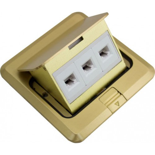 Orbit FLBPU-L-S-C-BR Floor Box Square Pop-Up Cover Only With Low Voltage(RJ45) - Brass