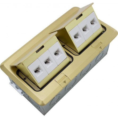 Orbit FLBPU-LL-BR Floor Box Pop-Up With 2-Low Voltage (RJ45) - Brass