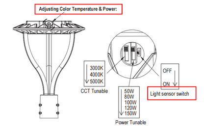 Malibu Stardust™ 150W Wattage & 3-CCT Selectable LED Post Top Light (2-pack)