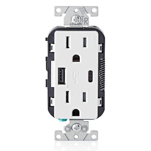 Leviton T5633 - W Decora USB Type - A/Type - C Wall Outlet Charger - Sonic Electric