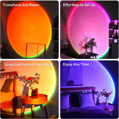 Malibu App - Controlled LED Sunset Projector Lamp – 21 Color Changing Mood Light, 180° Adjustable for Bedroom, Photography & Decor - Sonic Electric