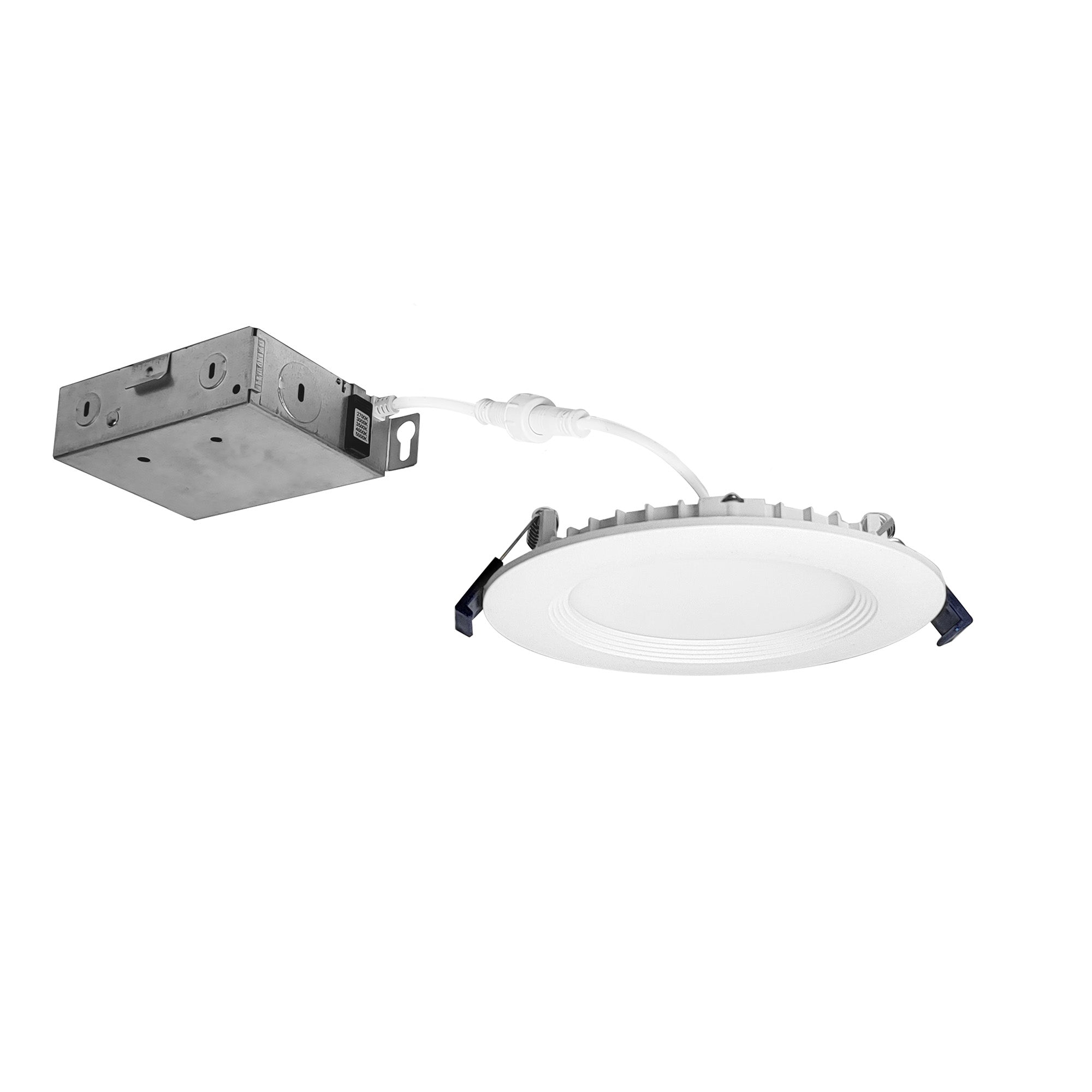 Nora Lighting NCSC - R4W2TWMPW 4" Contractor Series Can - less LED Wafer Downlight with Regressed Baffle, Selectable CCT, Matte Powder White (12 - Pack) - Sonic Electric