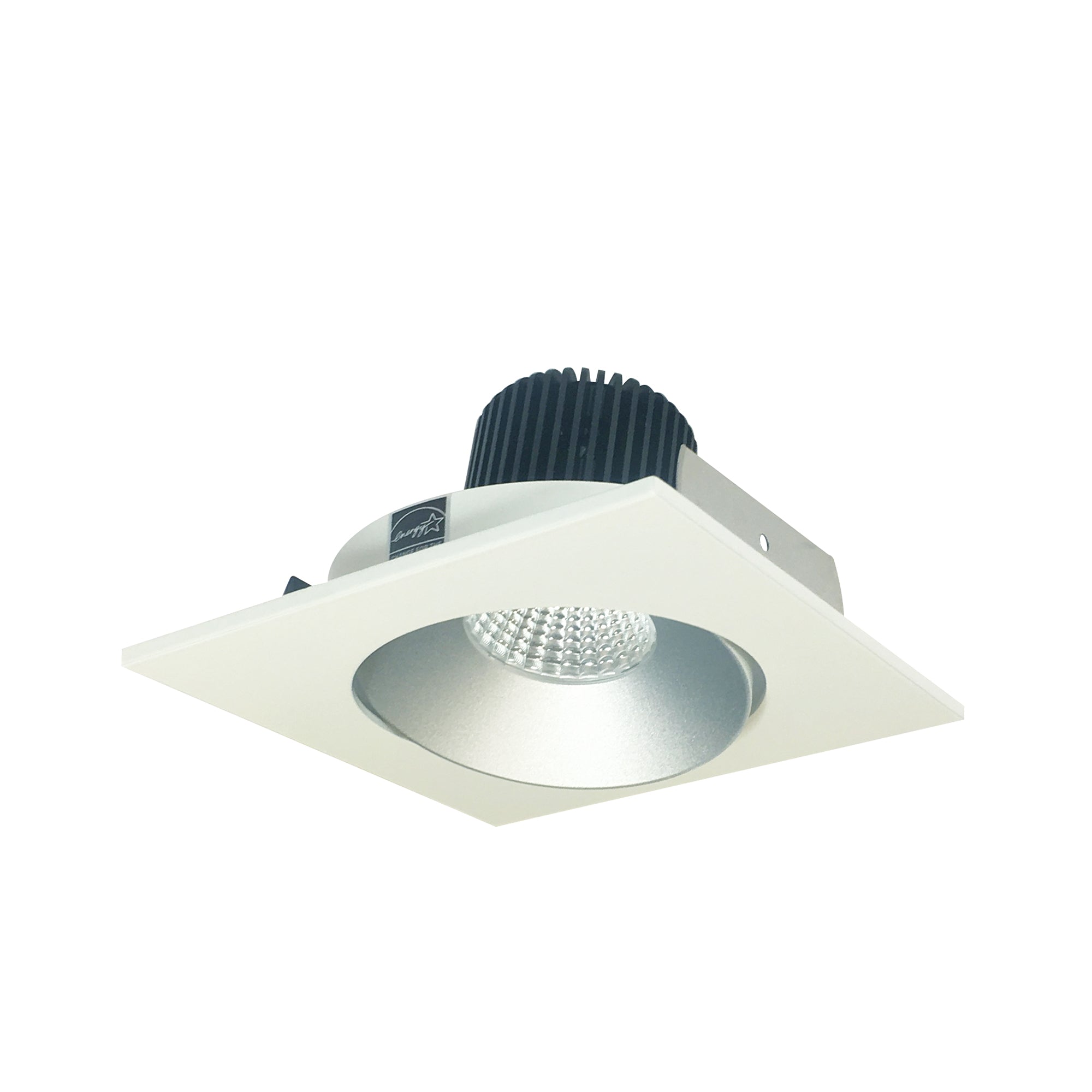 Nora Lighting NIO - 4SC27XHW/10 4" Iolite LED Square Adjustable Cone Reflector, 1000lm / 14W, 2700K - Haze Reflector / White Flange - Sonic Electric