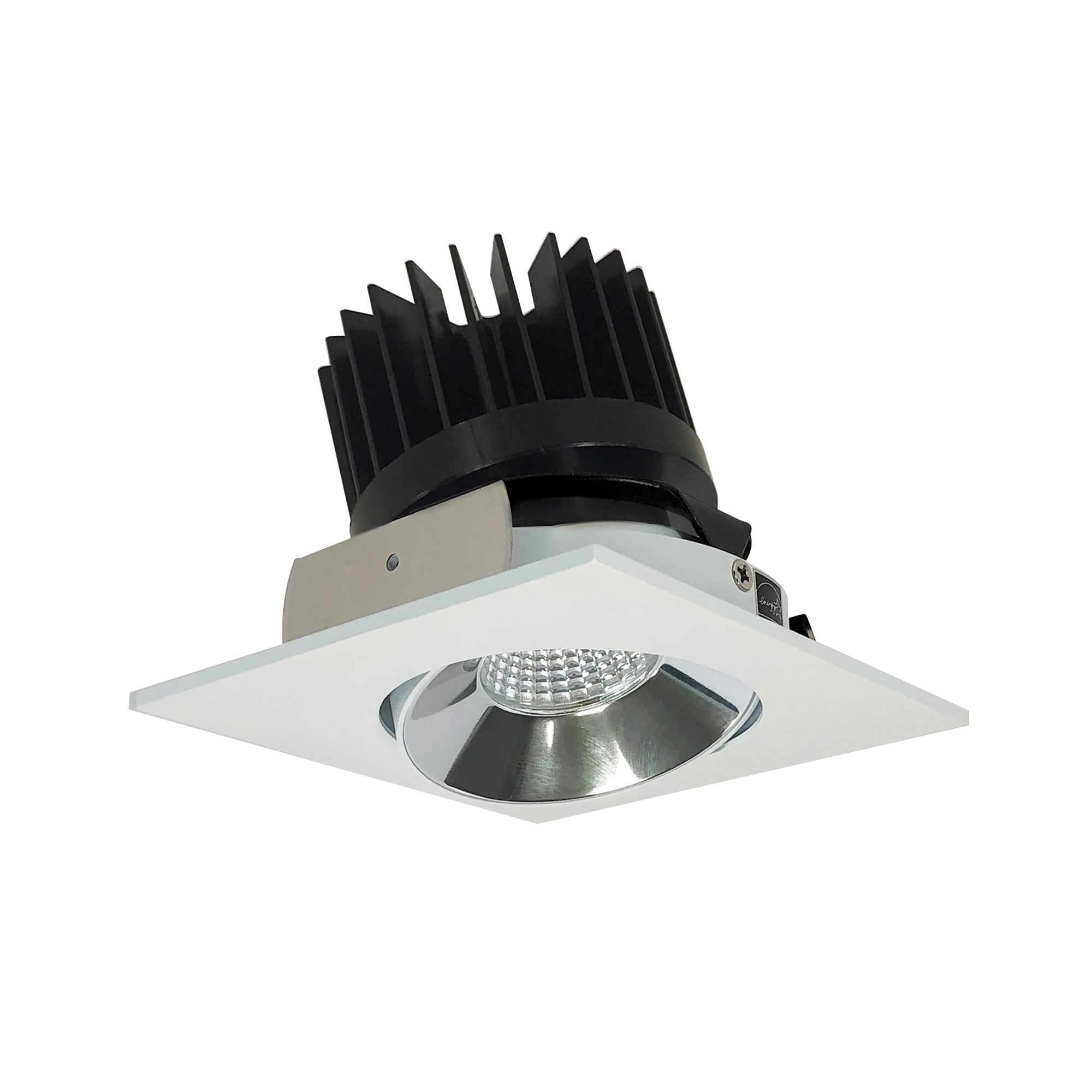 Nora Lighting NIO - 4SC40XCMPW/HL 4" Iolite LED Square Adjustable Cone Reflector, 1500lm/2000lm/2500lm (varies by housing), 4000K - Specular Clear Reflector / Matte Powder White Flange - Sonic Electric