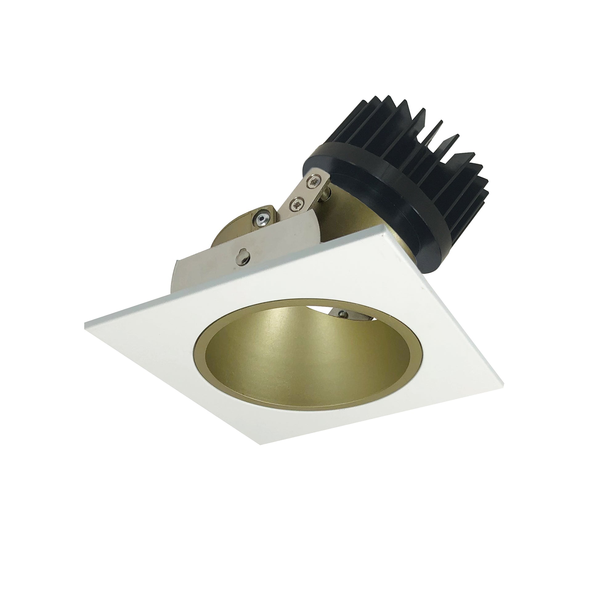 Nora Lighting NIO - 4SD35XCHMPW/HL 4" Iolite LED Square Adjustable Reflector With Round Aperture, 1500lm/2000lm (varies by housing), 3500K - Champagne Haze Reflector / Matte Powder White Flange - Sonic Electric