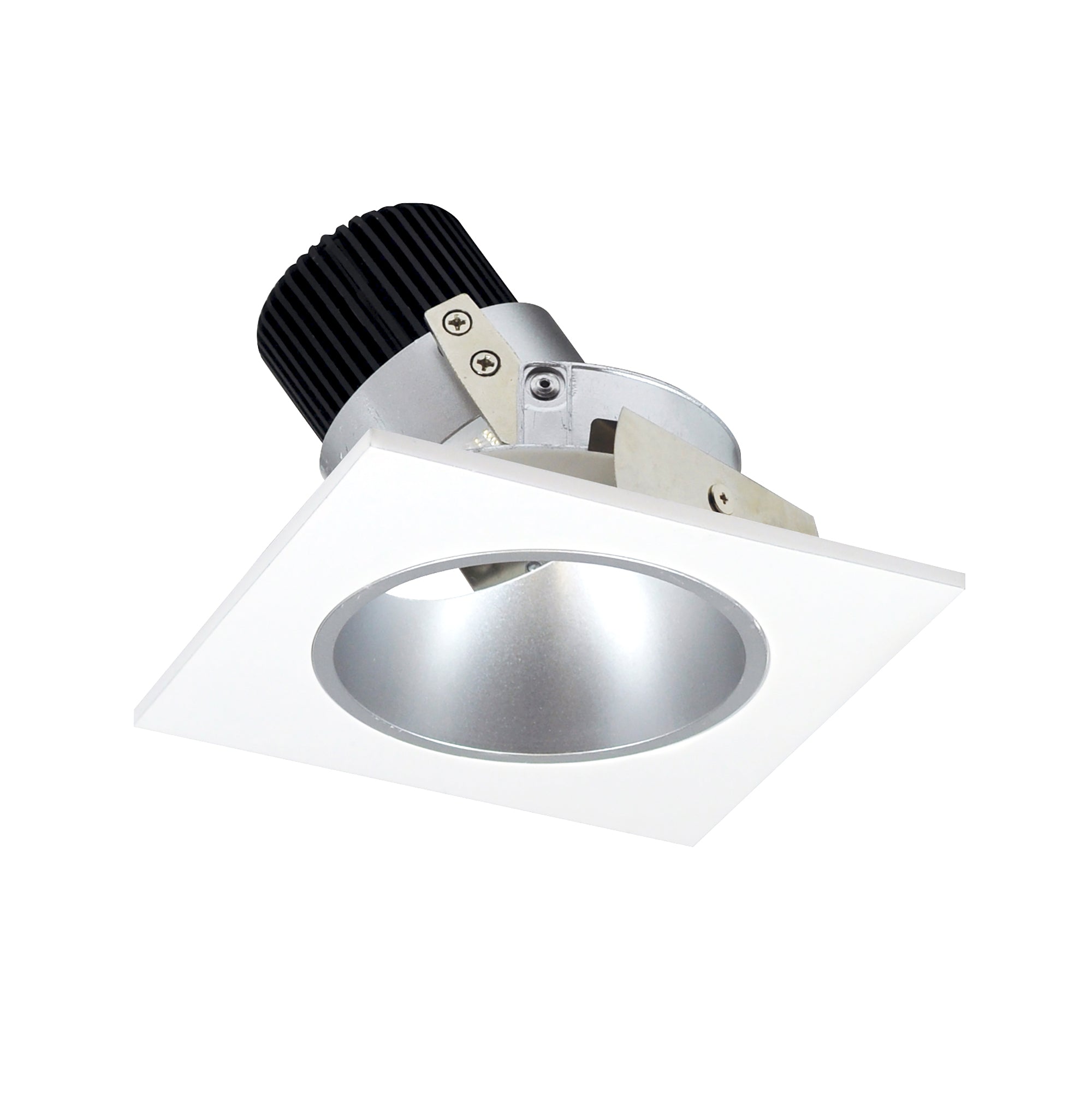 Nora Lighting NIO - 4SD40QMPW 4" Iolite LED Square Adjustable Reflector With Round Aperture, 10 - Degree Optic, 800lm / 12W, 4000K - Matte Powder White Reflector / Matte Powder White Flange - Sonic Electric