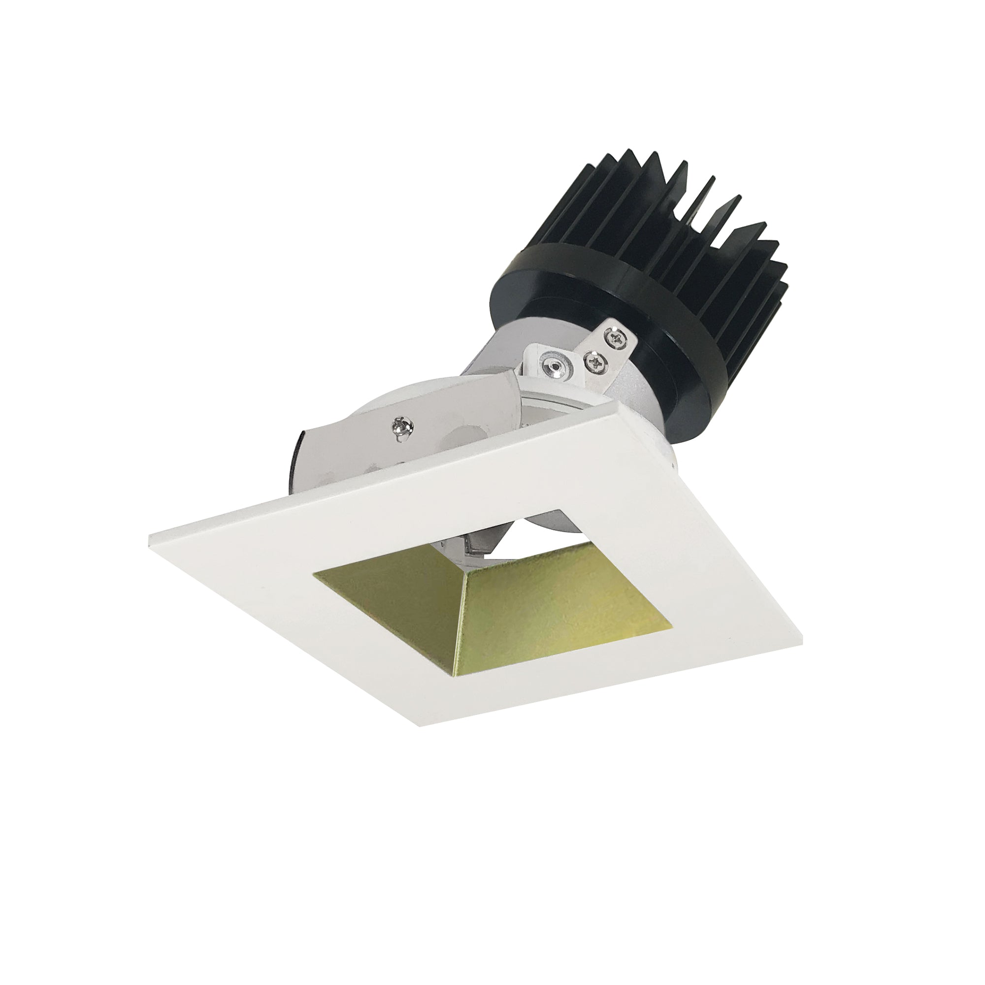 Nora Lighting NIO - 4SDSQCDXCHMPW/HL 4" Iolite LED Square Adjustable Reflector with Square Aperture, 1500lm/2000lm (varies by housing), Comfort Dim, Champagne Haze Reflector / Matte Powder White Flange - Sonic Electric