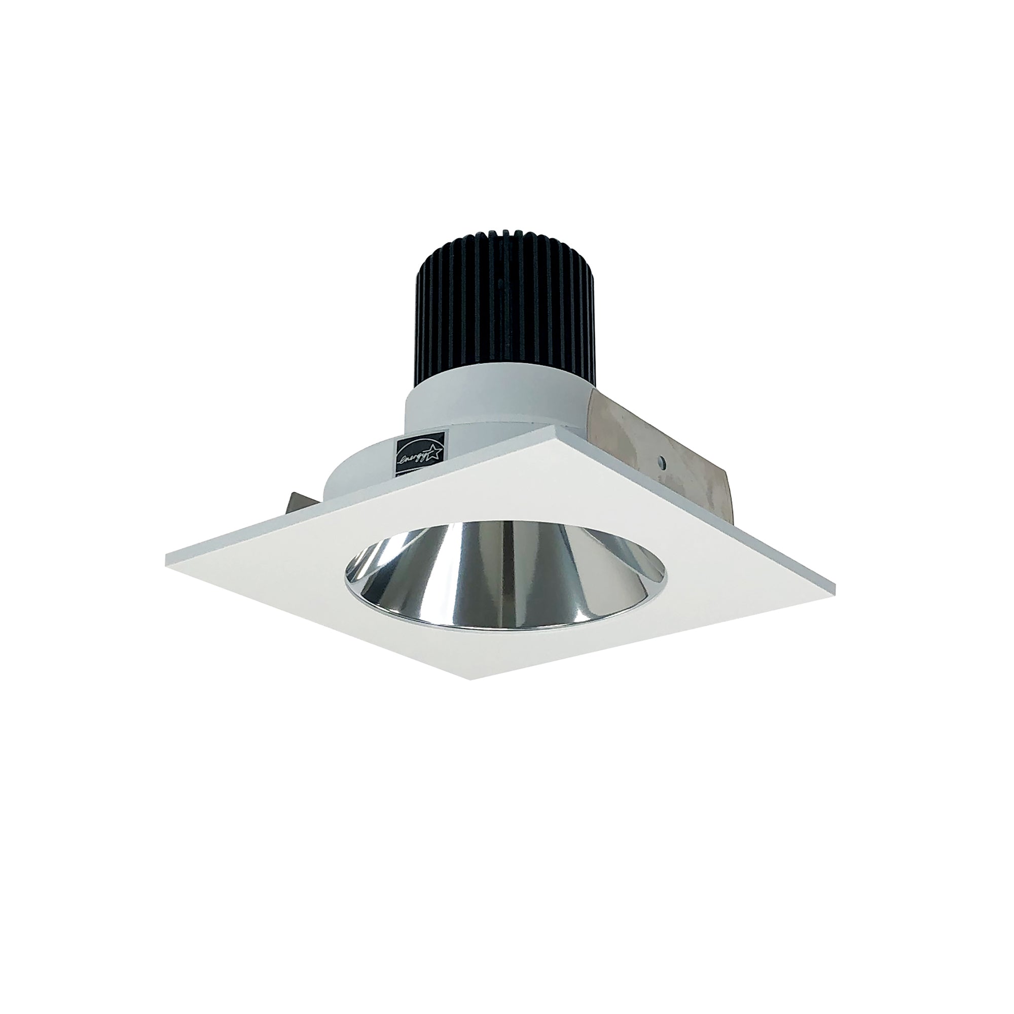 Nora Lighting NIO - 4SNDC27XCMPW/10 4" Iolite LED Square Reflector With Round Aperture, 1000lm / 14W, 2700K - Specular Clear Reflector / Matte Powder White Flange - Sonic Electric