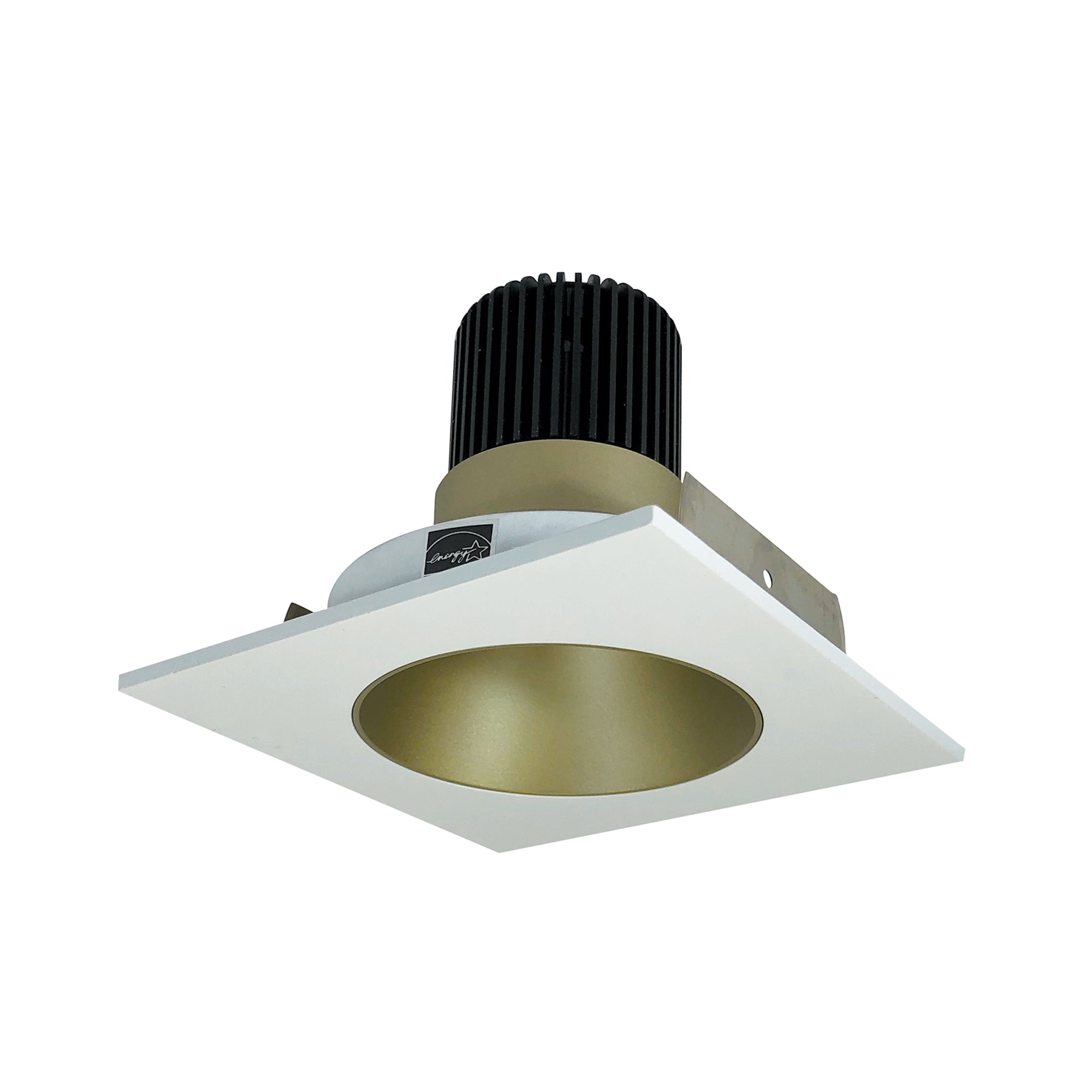 Nora Lighting NIO - 4SNDC50XCHMPW/10 4" Iolite LED Square Reflector With Round Aperture, 1000lm / 14W, 5000K - Champagne Haze Reflector / Matte Powder White Flange - Sonic Electric