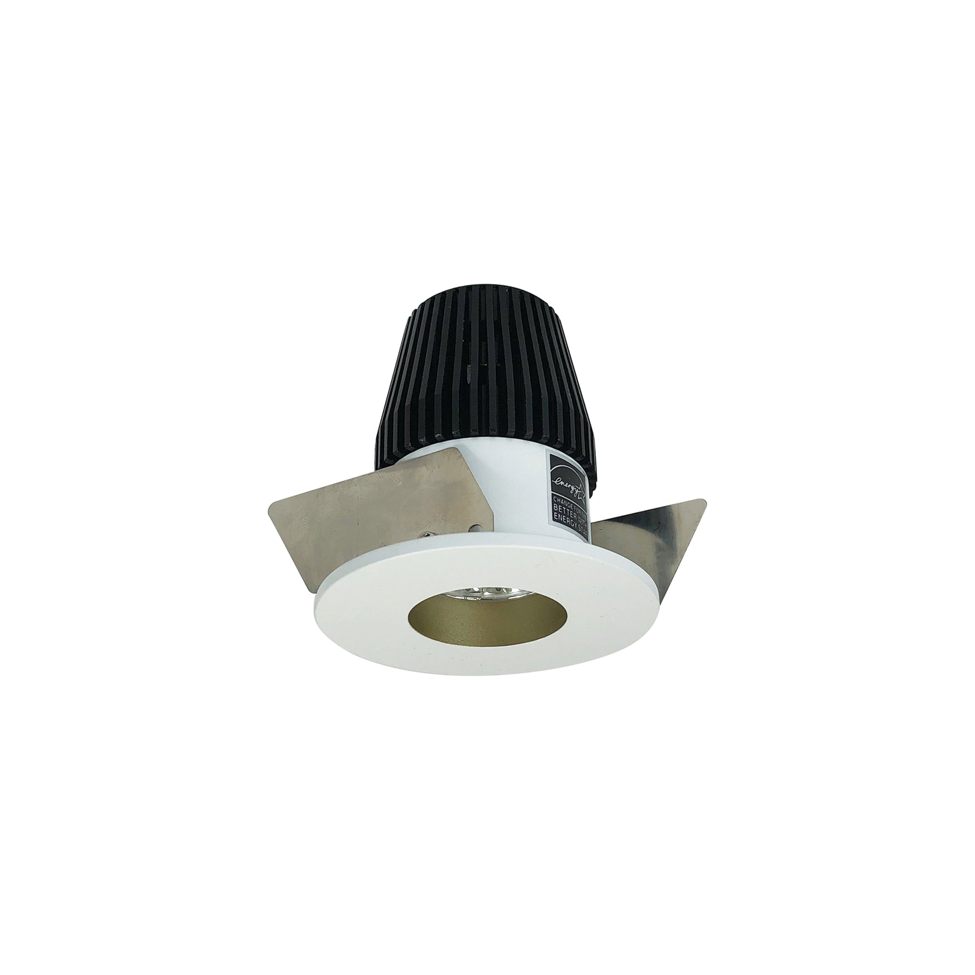 Nora Lighting NIOB - 1RNGCDXCHMPW 1" Iolite LED BWF Round Reflector, 600lm, Comfort Dim, Champagne Haze Reflector / Matte Powder White Flange - Sonic Electric