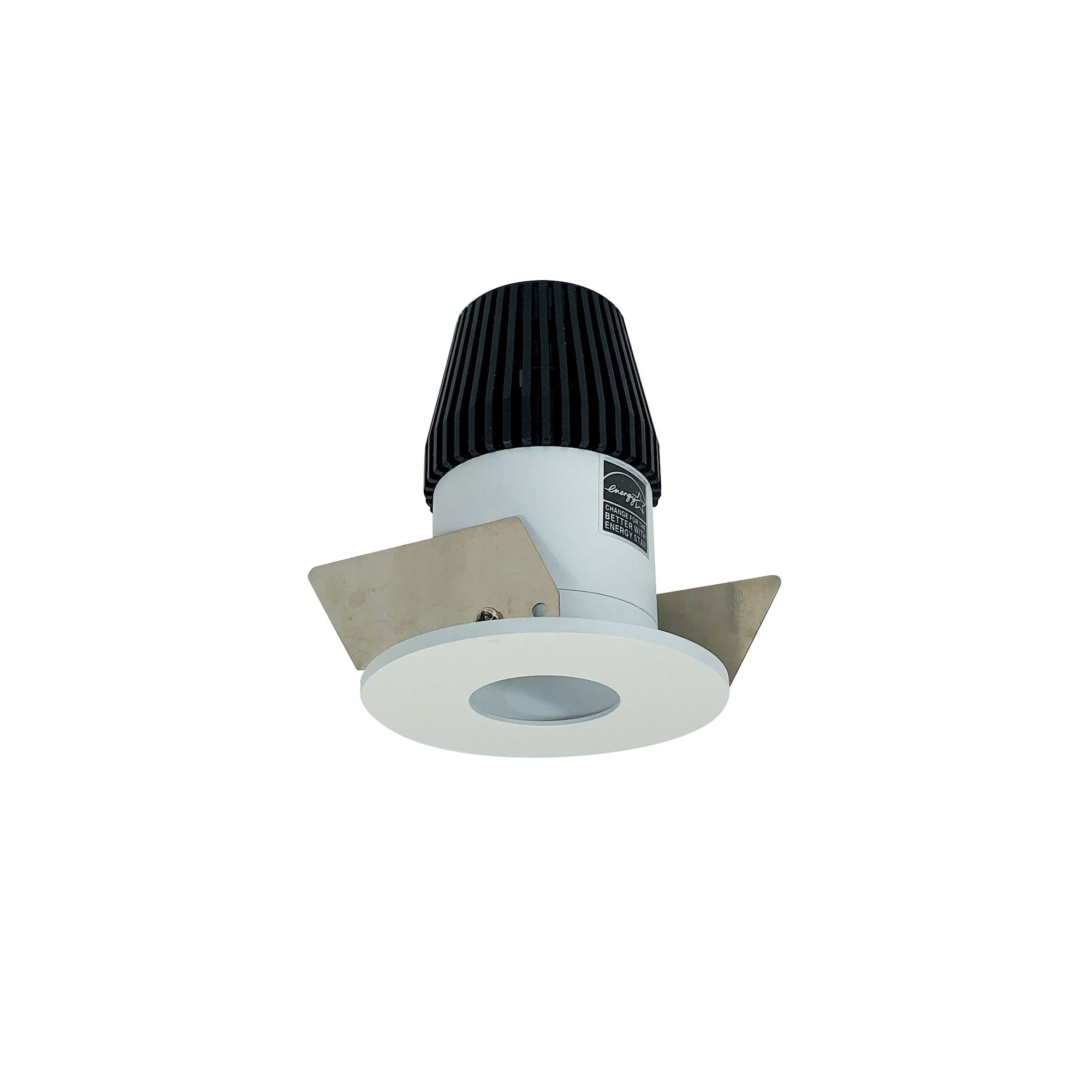 Nora Lighting NIOB - 1RPH35XMPW 1" Iolite LED BWF Round Pinhole, 600lm, 3500K, Matte Powder White Pinhole / Matte Powder White Flange - Sonic Electric