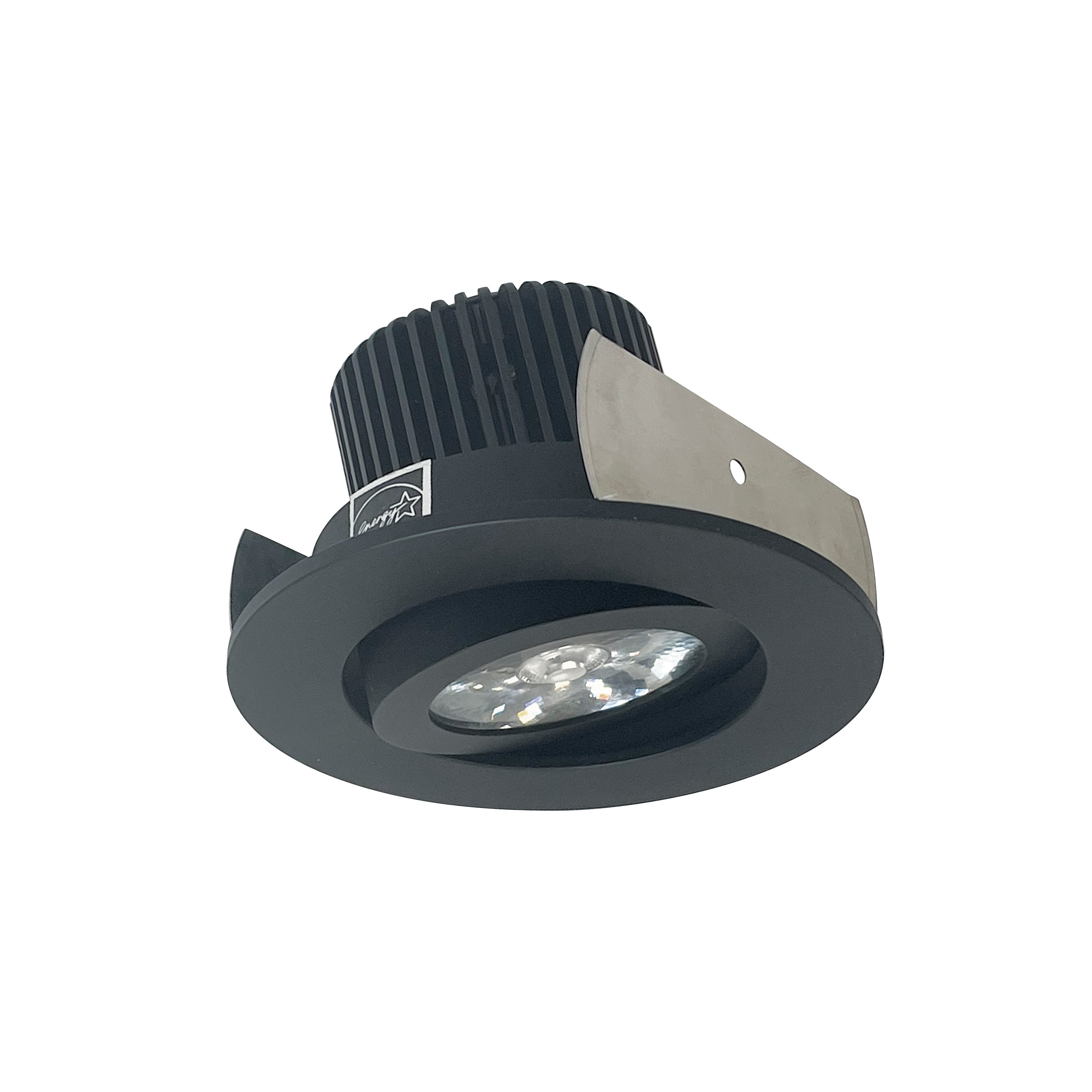 Nora Lighting NIOB - 2RG30QBB 2" Iolite LED Round Adjustable Gimbal, 10 - Degree Optic, 850lm / 12W, 3000K, Black Finish - Sonic Electric