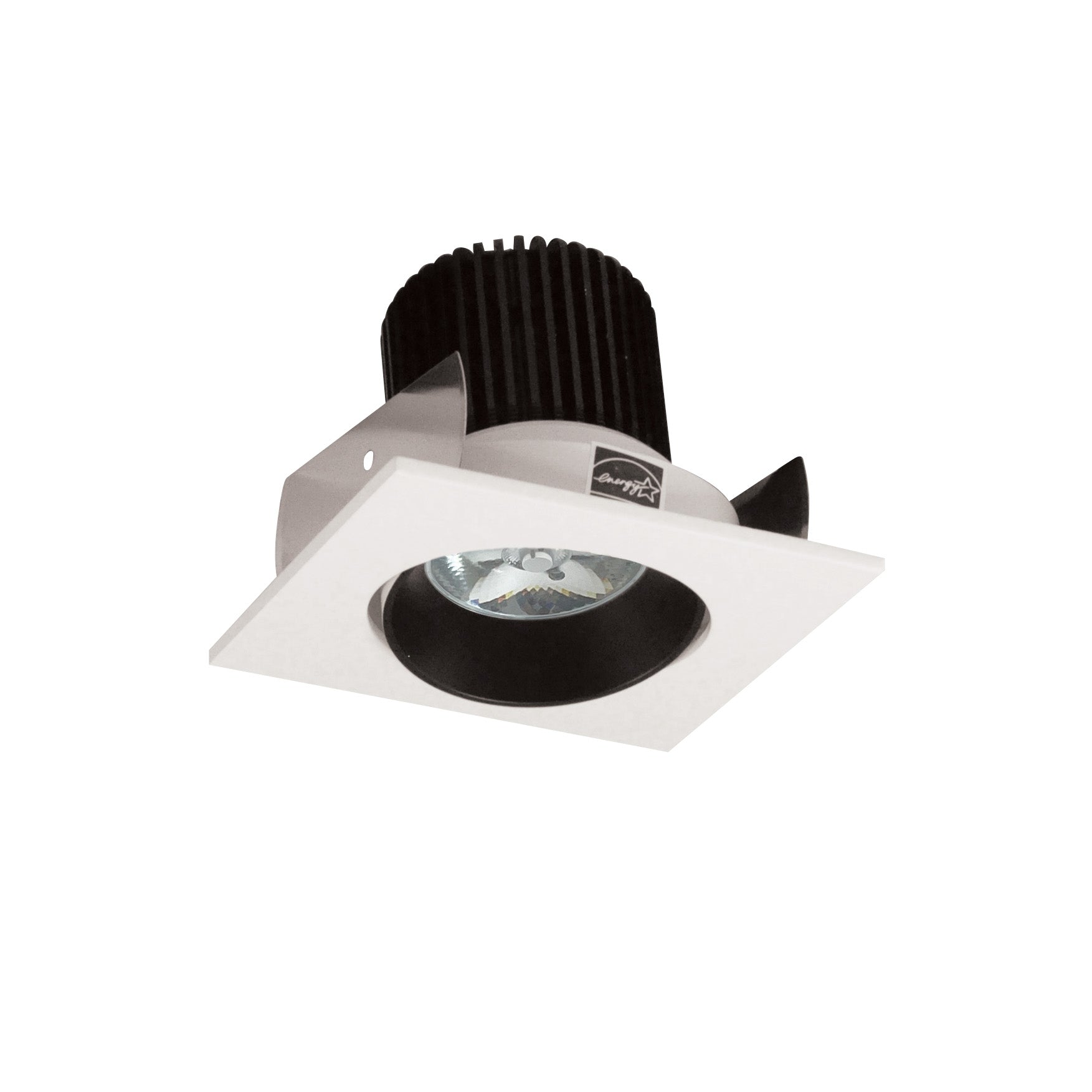 Nora Lighting NIOB - 2SC27QBW 2" Iolite LED Square Adjustable Cone Reflector, 10 - Degree Optic, 800lm / 12W, 2700K, Black Reflector / White Flange - Sonic Electric