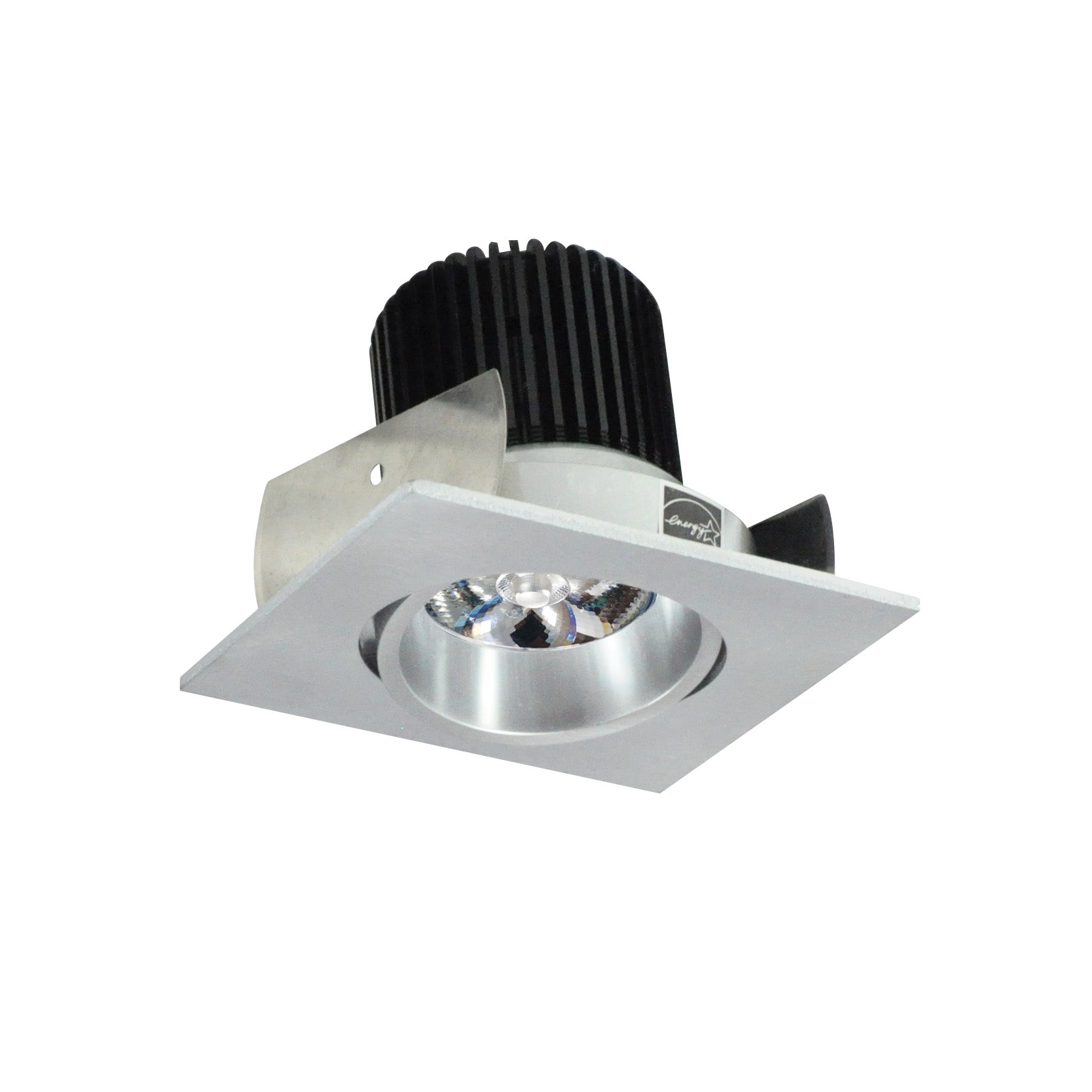 Nora Lighting NIOB - 2SC40QNN 2" Iolite LED Square Adjustable Cone Reflector, 10 - Degree Optic, 800lm / 12W, 4000K, Natural Metal Reflector / Natural Metal Flange - Sonic Electric