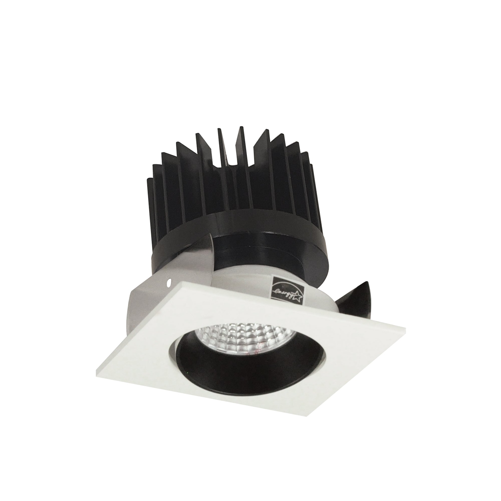 Nora Lighting NIOB - 2SC50XBW/HL 2" Iolite LED Square Adjustable Cone Reflector, 1500lm/2000lm/2500lm (varies by housing), 5000K, Black Reflector / White Flange - Sonic Electric