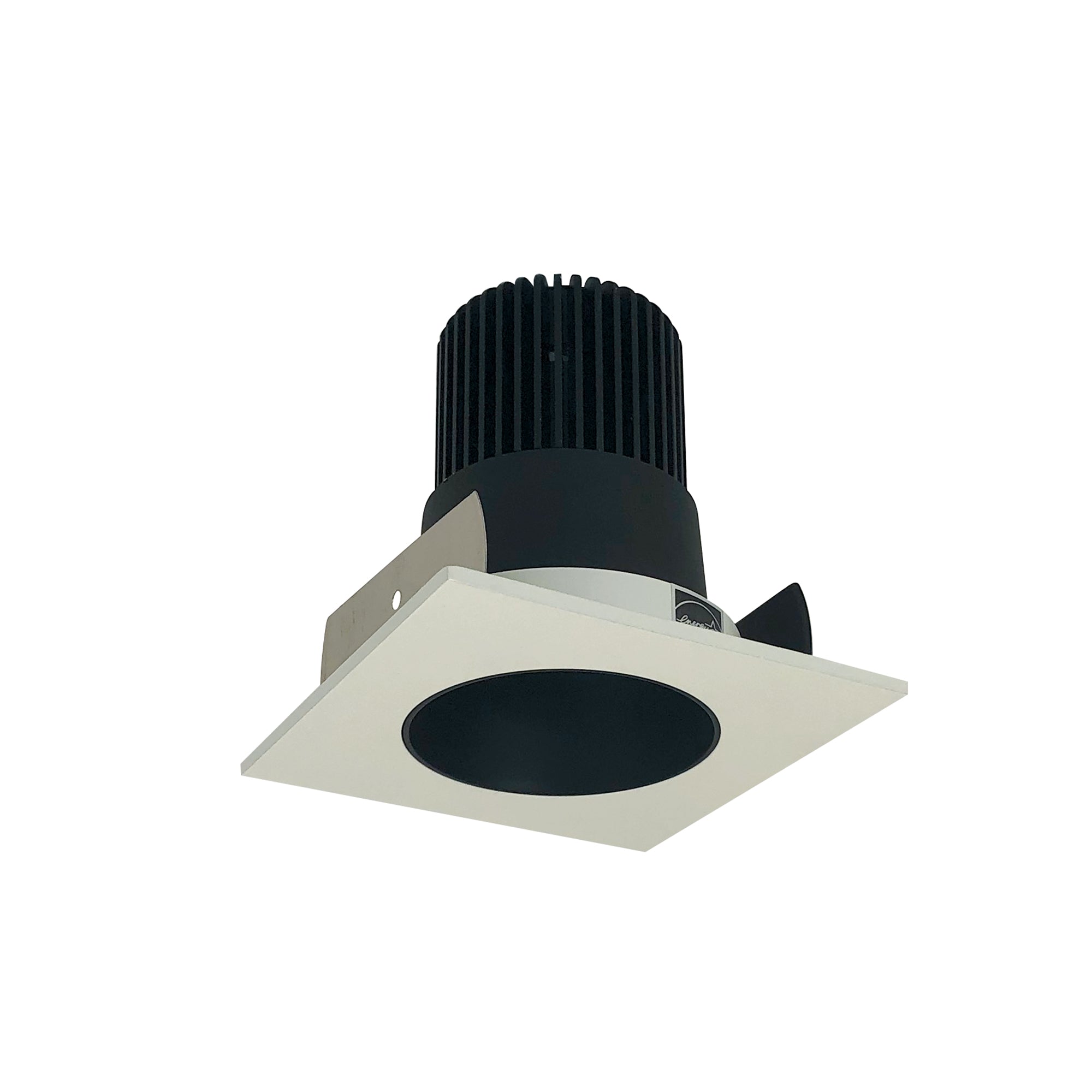 Nora Lighting NIOB - 2SNDC27QBW 2" Iolite LED Square Reflector with Round Aperture, 10 - Degree Optic, 800lm / 12W, 2700K, Black Reflector / White Flange - Sonic Electric