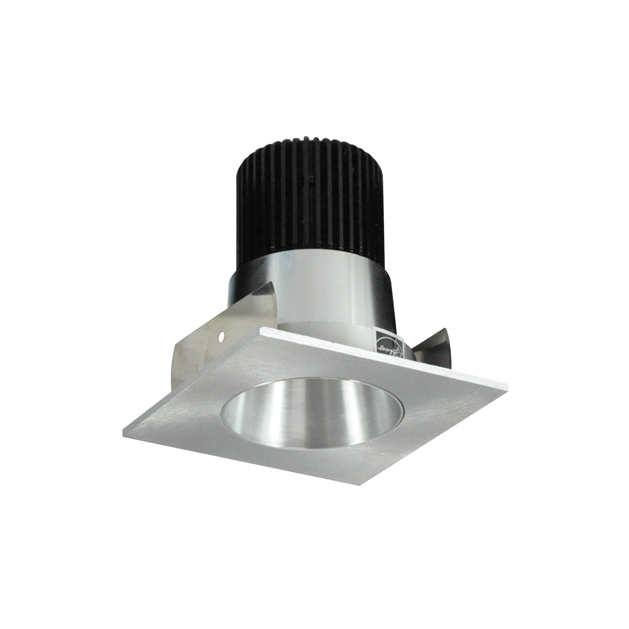 Nora Lighting NIOB - 2SNDC40QNN 2" Iolite LED Square Reflector with Round Aperture, 10 - Degree Optic, 800lm / 12W, 4000K, Natural Metal Reflector / Natural Metal Flange - Sonic Electric