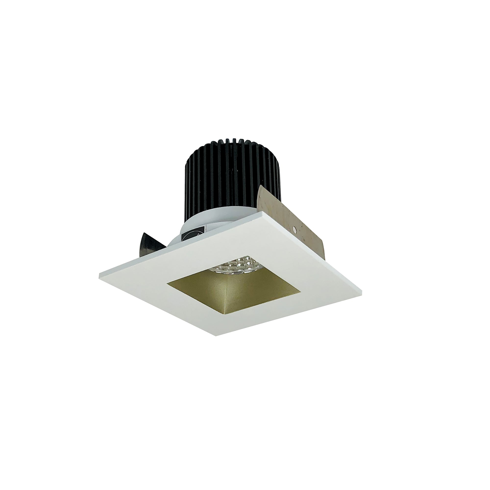 Nora Lighting NIOB - 2SNDSQ27XCHMPW/10 2" Iolite LED Square Reflector with Square Aperture, 1000lm / 14W, 2700K, Champagne Haze Reflector / Matte Powder White Flange - Sonic Electric