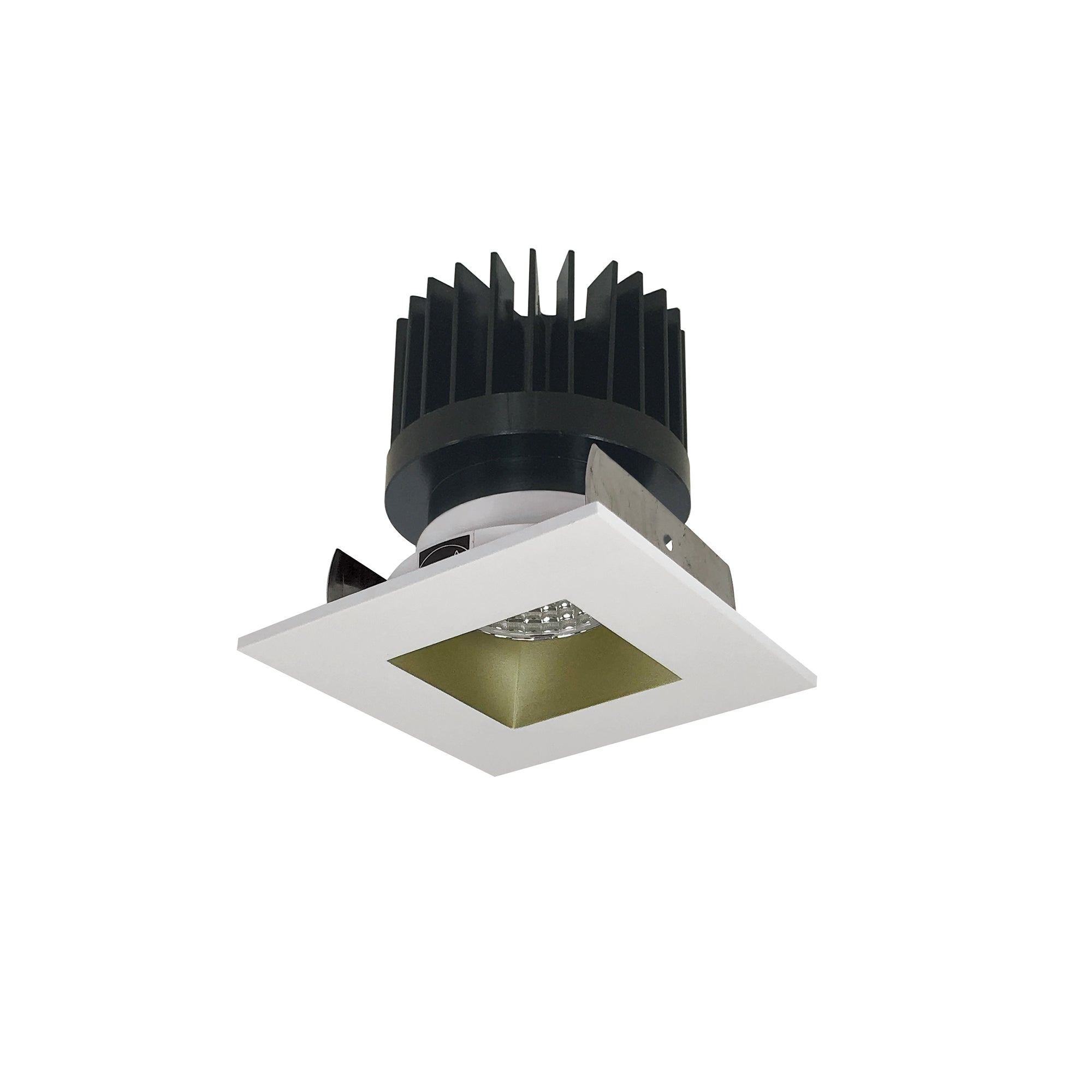 Nora Lighting NIOB - 2SNDSQ35XCHMPW/HL 2" Iolite LED Square Reflector with Square Aperture, 1500lm/2000lm/2500lm (varies by housing), 3500K, Champagne Haze Reflector / Matte Powder White Flange - Sonic Electric