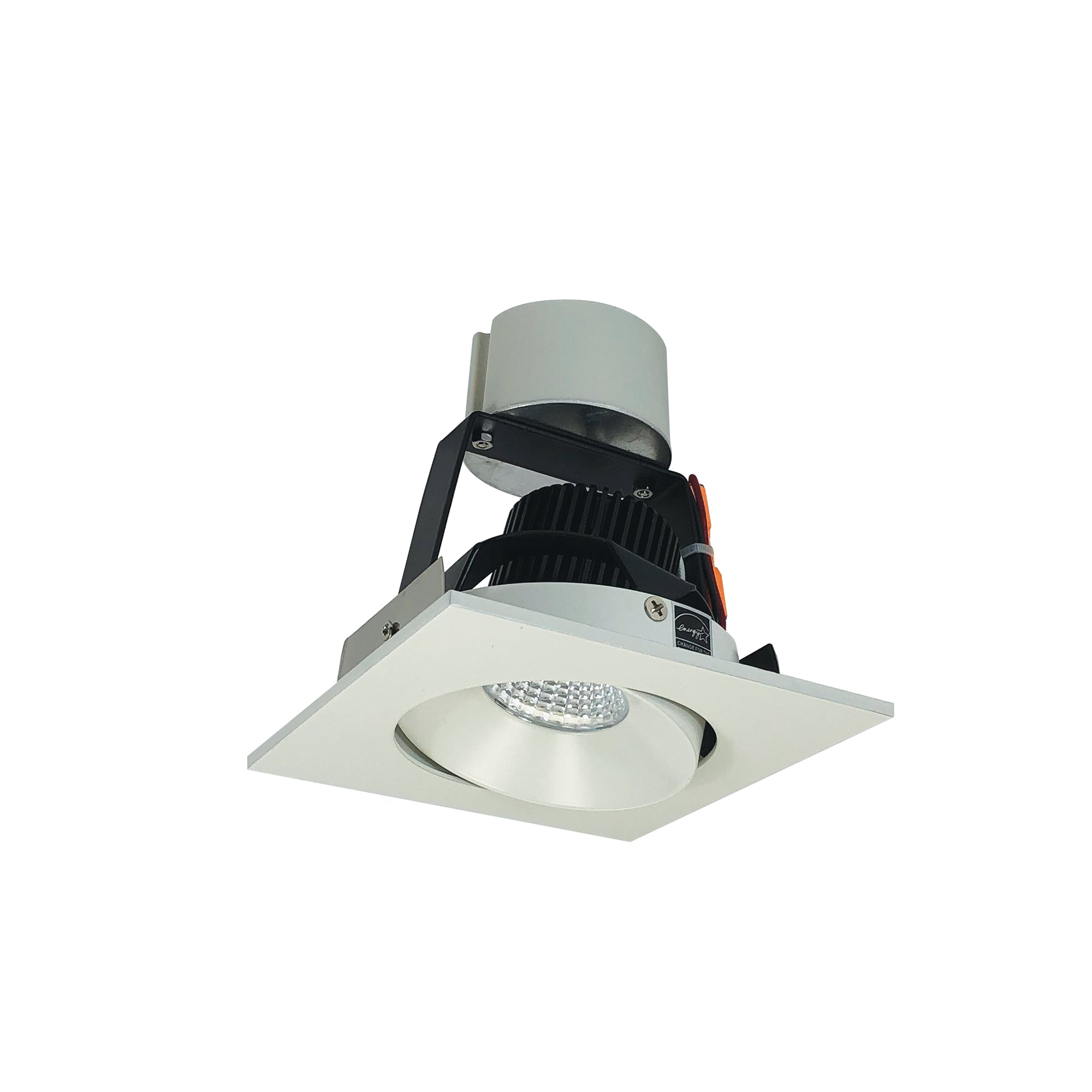 Nora Lighting NIR - 4SC27XWW/10 4" Iolite LED Square Adjustable Cone Retrofit, 1000lm / 12W, 2700K, White Reflector / White Flange - Sonic Electric