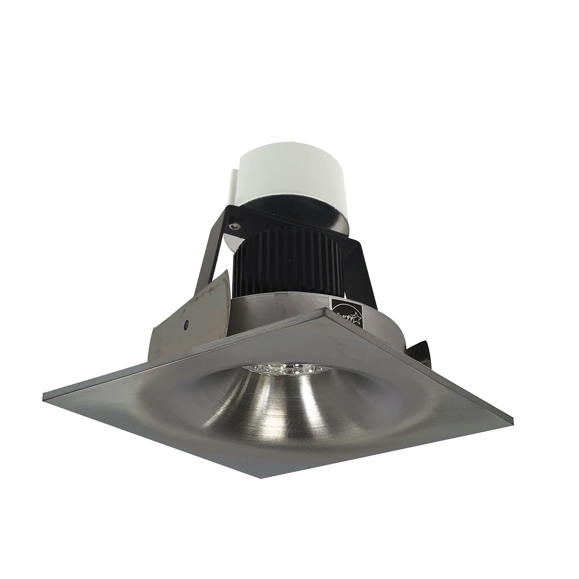 Nora Lighting NIR - 4SNB35XNN/10 4" Iolite LED Square Bullnose Retrofit, 1000lm / 12W, 3500K, Natural Metal Finish - Sonic Electric