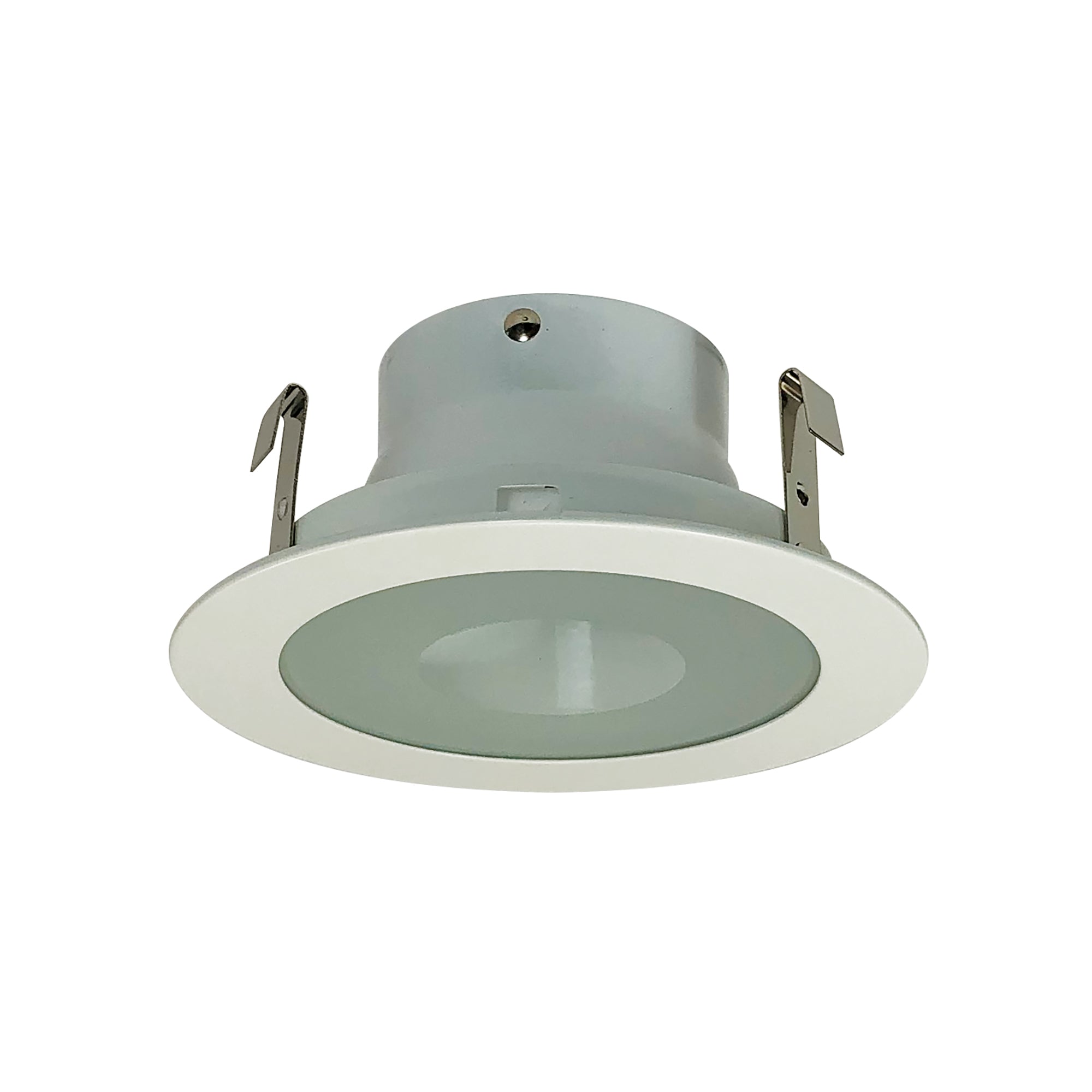 Nora Lighting NL - 427W 4",LV FLAT FRST, CLR CTR, WHT - Sonic Electric