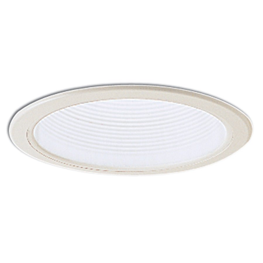 Nora Lighting NL - 610W 6" Adjustable Stepped Baffle Trim w/ Plastic Ring, White - Sonic Electric