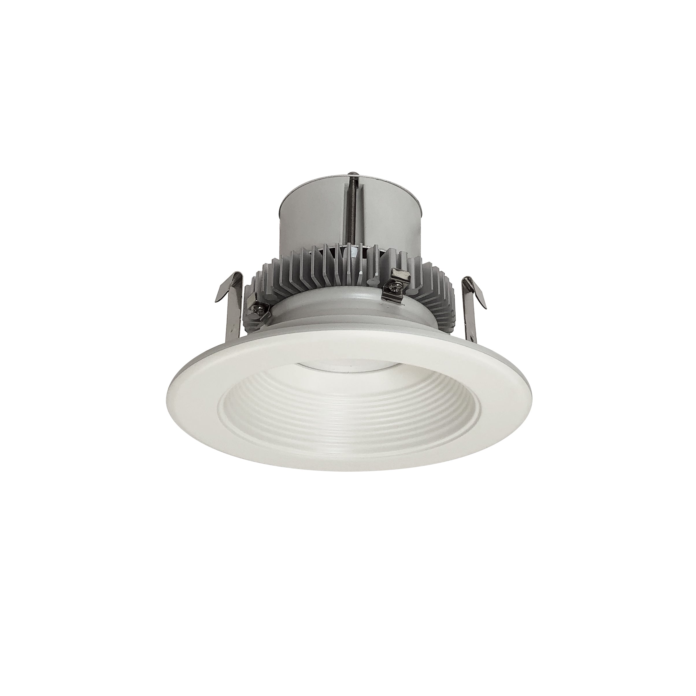 Nora Lighting NLCBC2 - 45230WW/10LE4EM 4" Cobalt Click Round Retrofit Baffle, 1000lm / 12W, 3000K, White Baffle / White Flange, 120 - 277V input; Phase or 0 - 10V dimming, Pre - Wired for Emergency - Sonic Electric