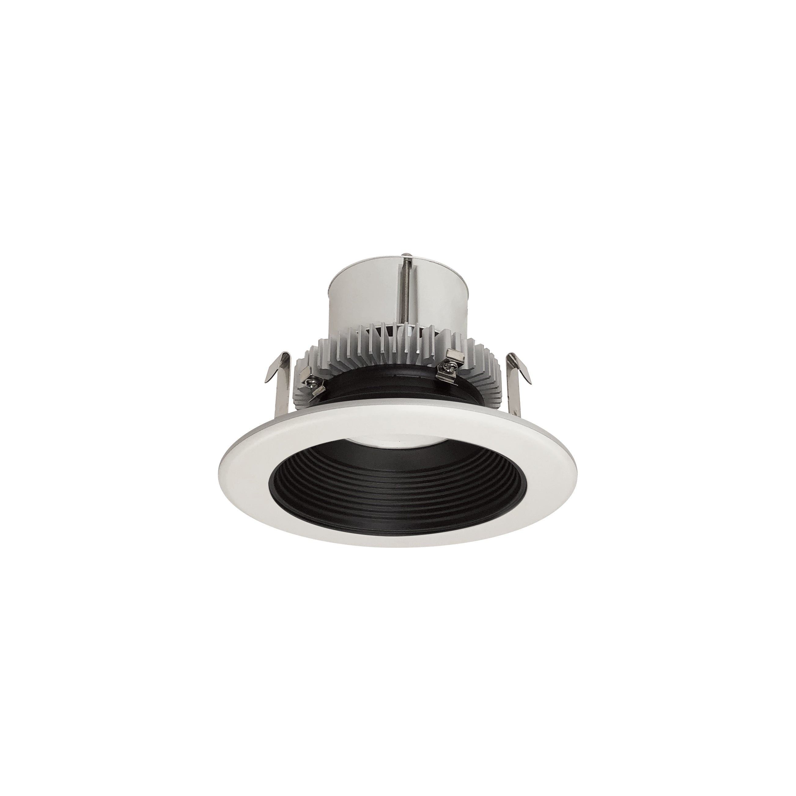 Nora Lighting NLCBC2 - 45235BW/10 4" Cobalt Click Round Retrofit Baffle, 1000lm / 12W, 3500K, Black Baffle / White Flange - Sonic Electric