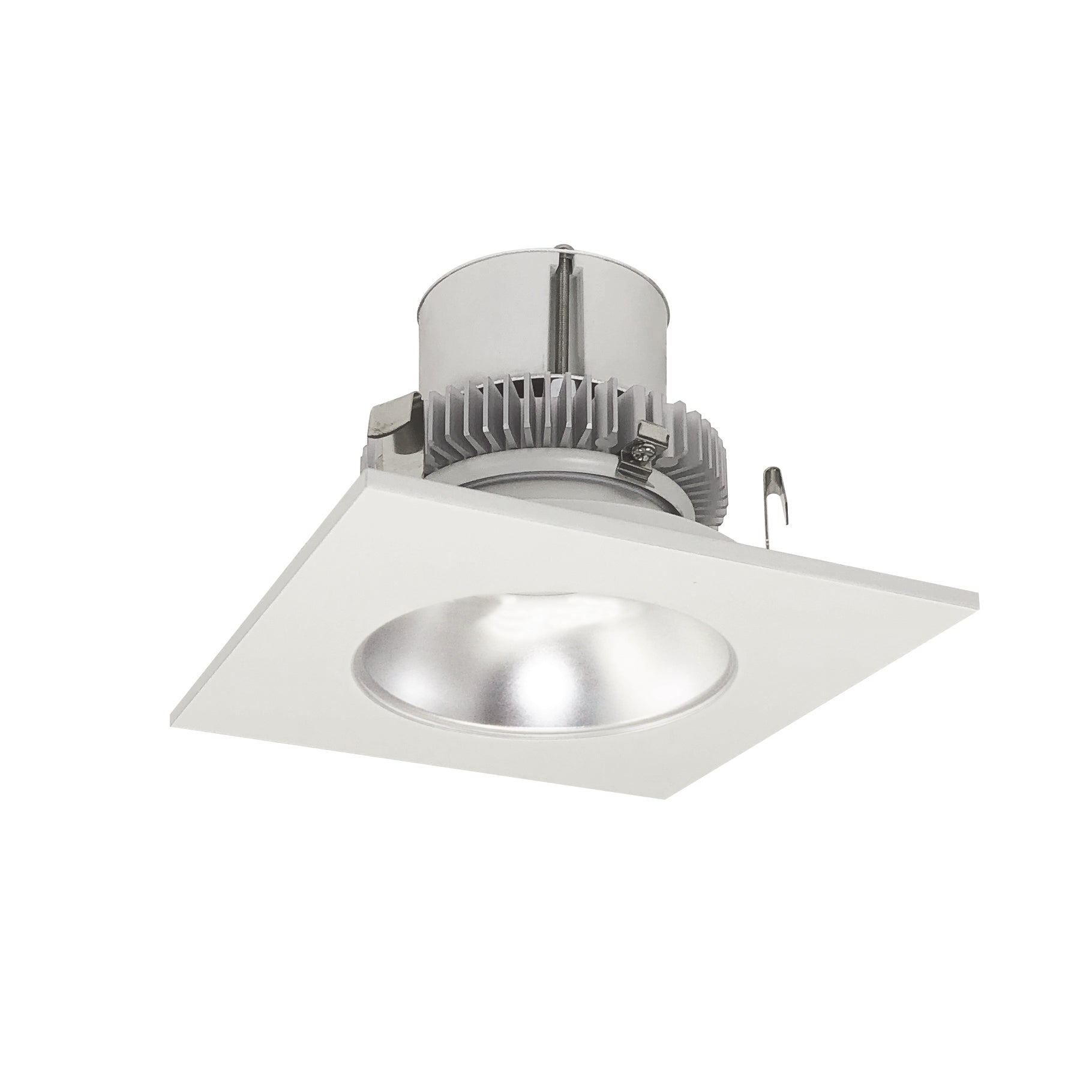 Nora Lighting NLCBC2 - 45330DW/ALE4 4" Cobalt Click Square Retrofit Reflector with Round Aperture, 750lm / 10W, 3000K, Diffused Clear Reflector / White Flange, 120 - 277V input; Phase or 0 - 10V dimming - Sonic Electric