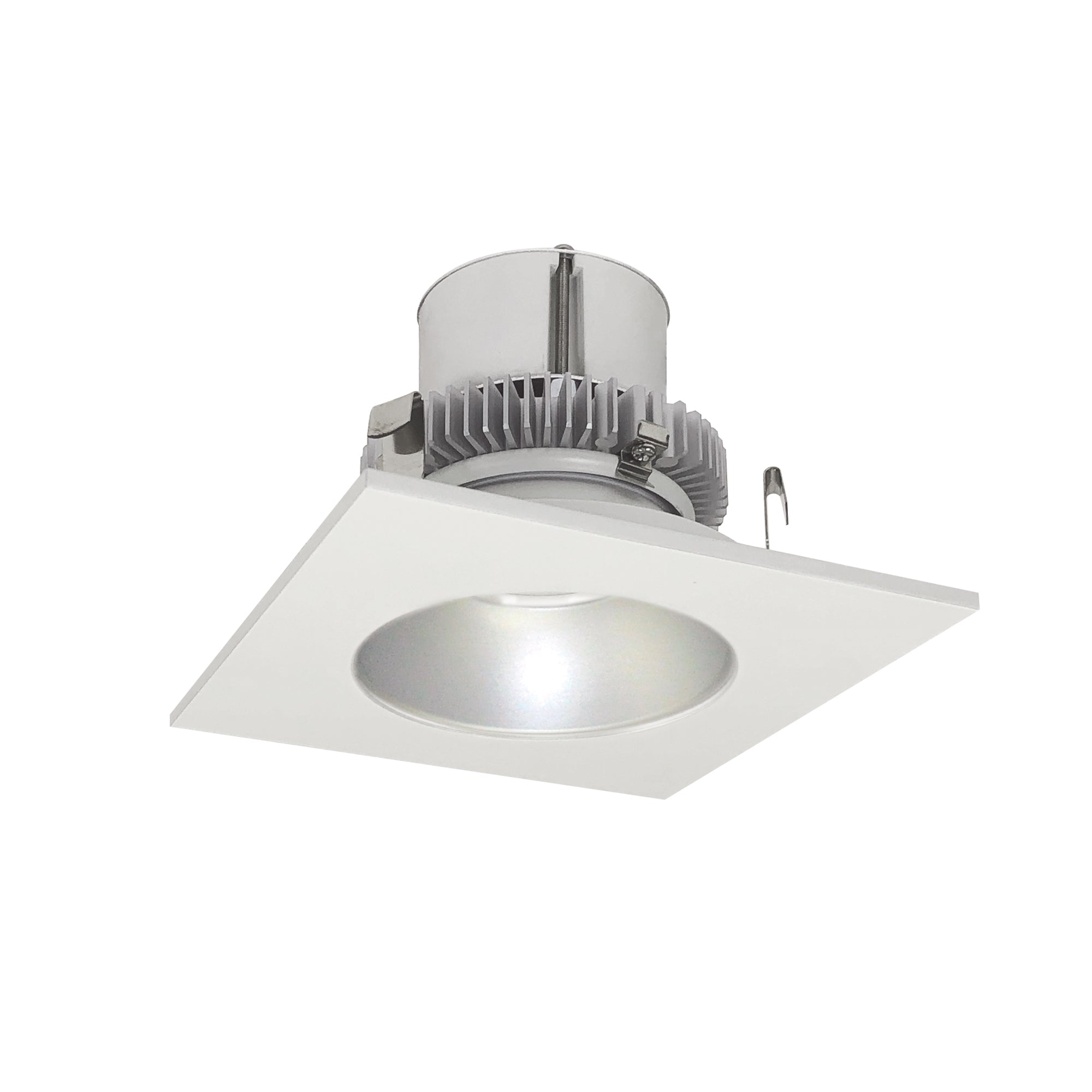 Nora Lighting NLCBC2 - 45335HZW/ALE4 4" Cobalt Click Square Retrofit Reflector with Round Aperture, 750lm / 10W, 3500K, Haze Reflector / White Flange, 120 - 277V input; Phase or 0 - 10V dimming - Sonic Electric