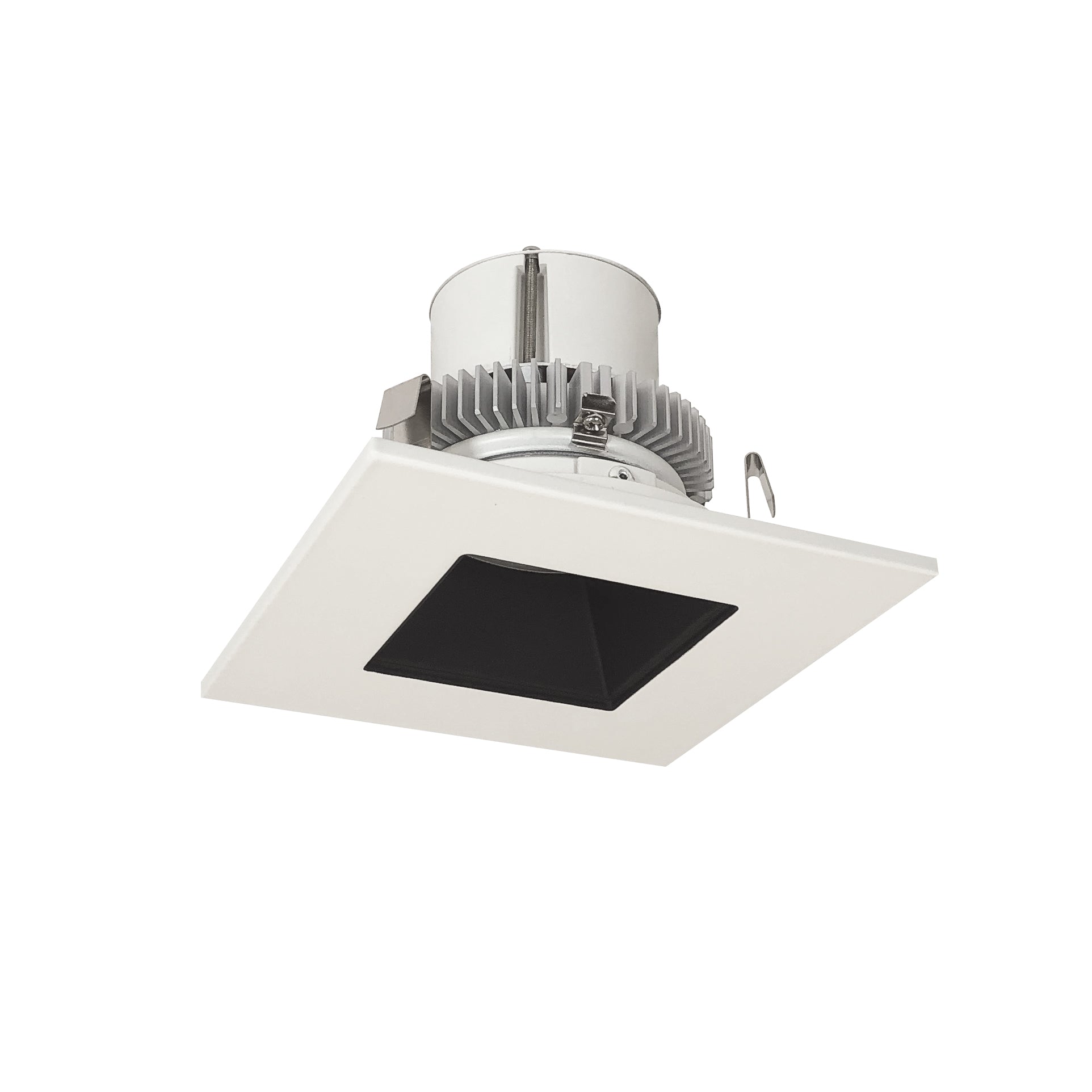 Nora Lighting NLCBC2 - 45627BW/10 4" Cobalt Click Square Retrofit Reflector with Square Aperture, 1000lm / 12W, 2700K, Black Reflector / White Flange - Sonic Electric