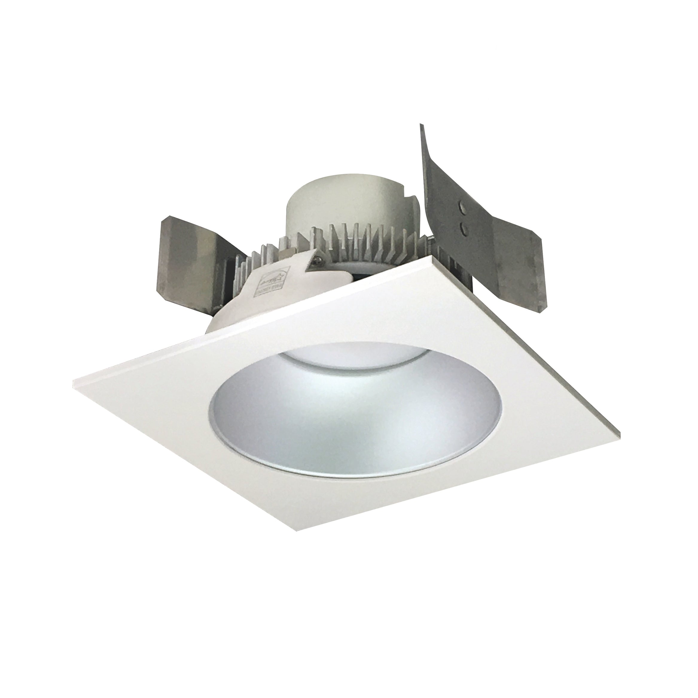 Nora Lighting NLCBC2 - 55335HZW/10LE4 5" Cobalt Click Square Retrofit Reflector with Round Aperture, 1000lm / 12W, 3500K, Haze Reflector / White Flange, 120 - 277V input; Phase or 0 - 10V dimming - Sonic Electric