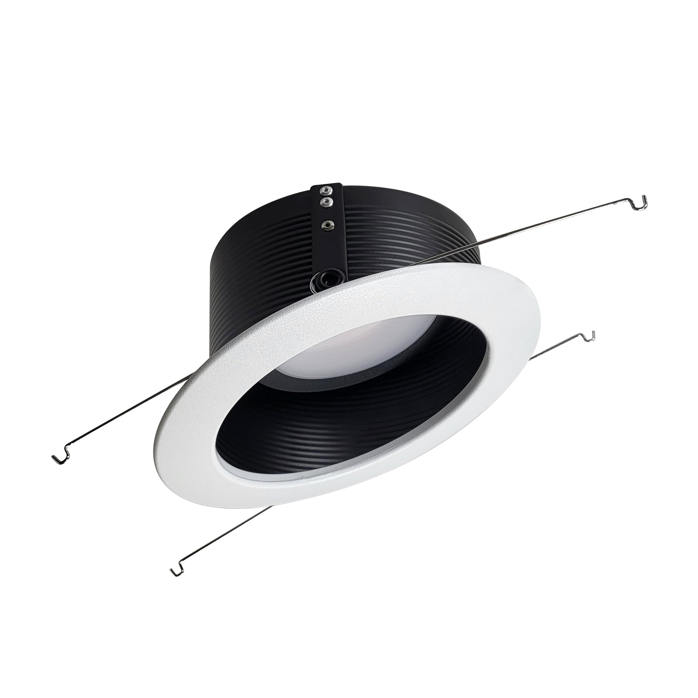 Nora Lighting NLRS - 612L1TWB 6" Sloped LED Retrofit Baffle, 1200lm / 15W, Selectable CCT, Black Baffle / White Flange - Sonic Electric