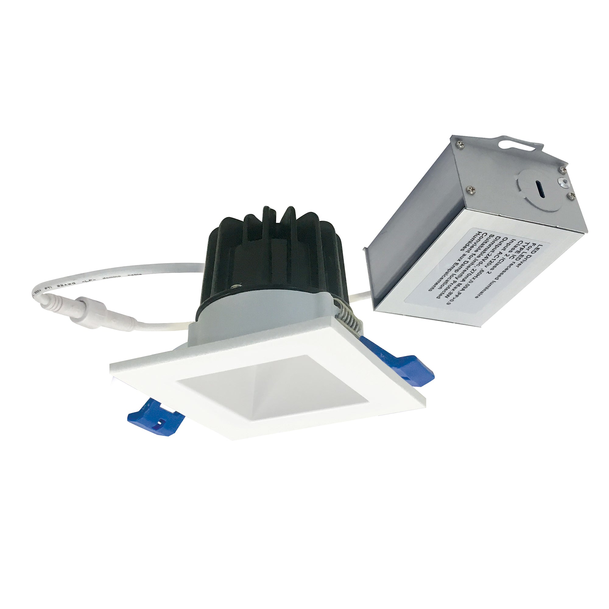 Nora Lighting NM2 - 2SDC6027MPW 2" M2 Square LED Downlight, 600lm / 8W, 2700K, 120V, Matte Powder White - Sonic Electric