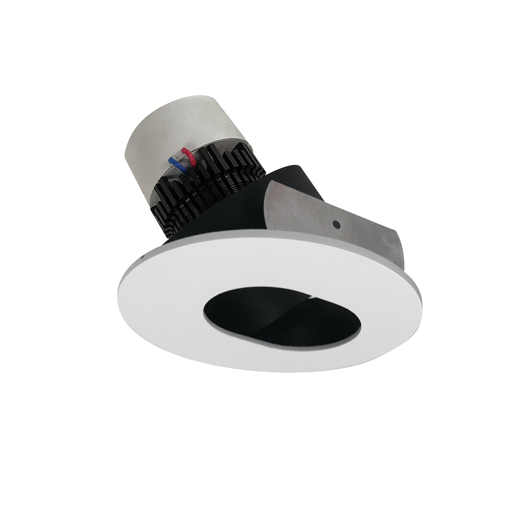 Nora Lighting NPR - 4RSL40XBMPW 4" Pearl LED Round Adjustable Slot Aperture Retrofit, 1000lm / 12W, 4000K, Black Slot Aperture / Matte Powder White Flange - Sonic Electric