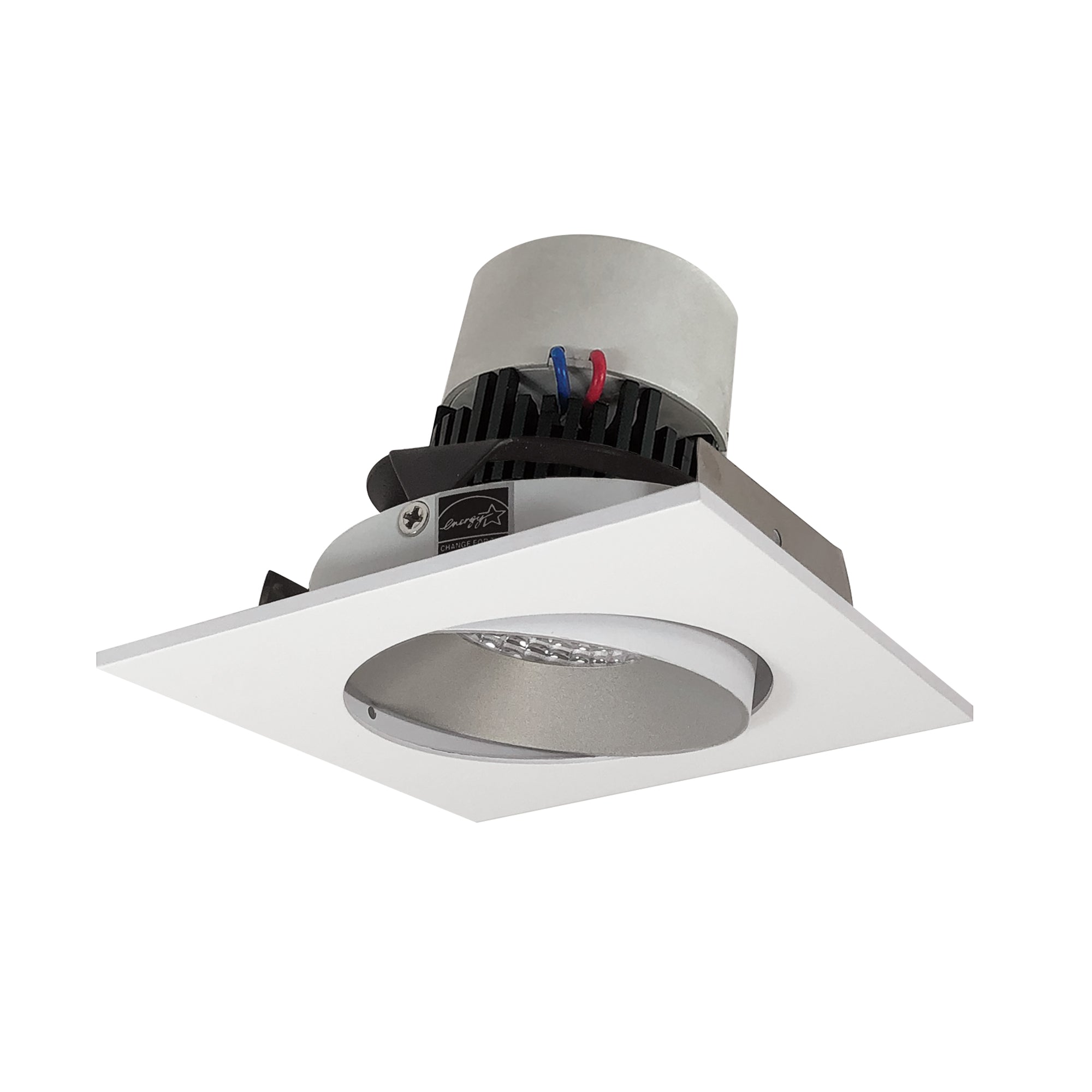 Nora Lighting NPR - 4SC27XHZMPW 4" Pearl LED Square Adjustable Cone Retrofit, 1000lm / 12W, 2700K, Haze Reflector / Matte Powder White Flange - Sonic Electric