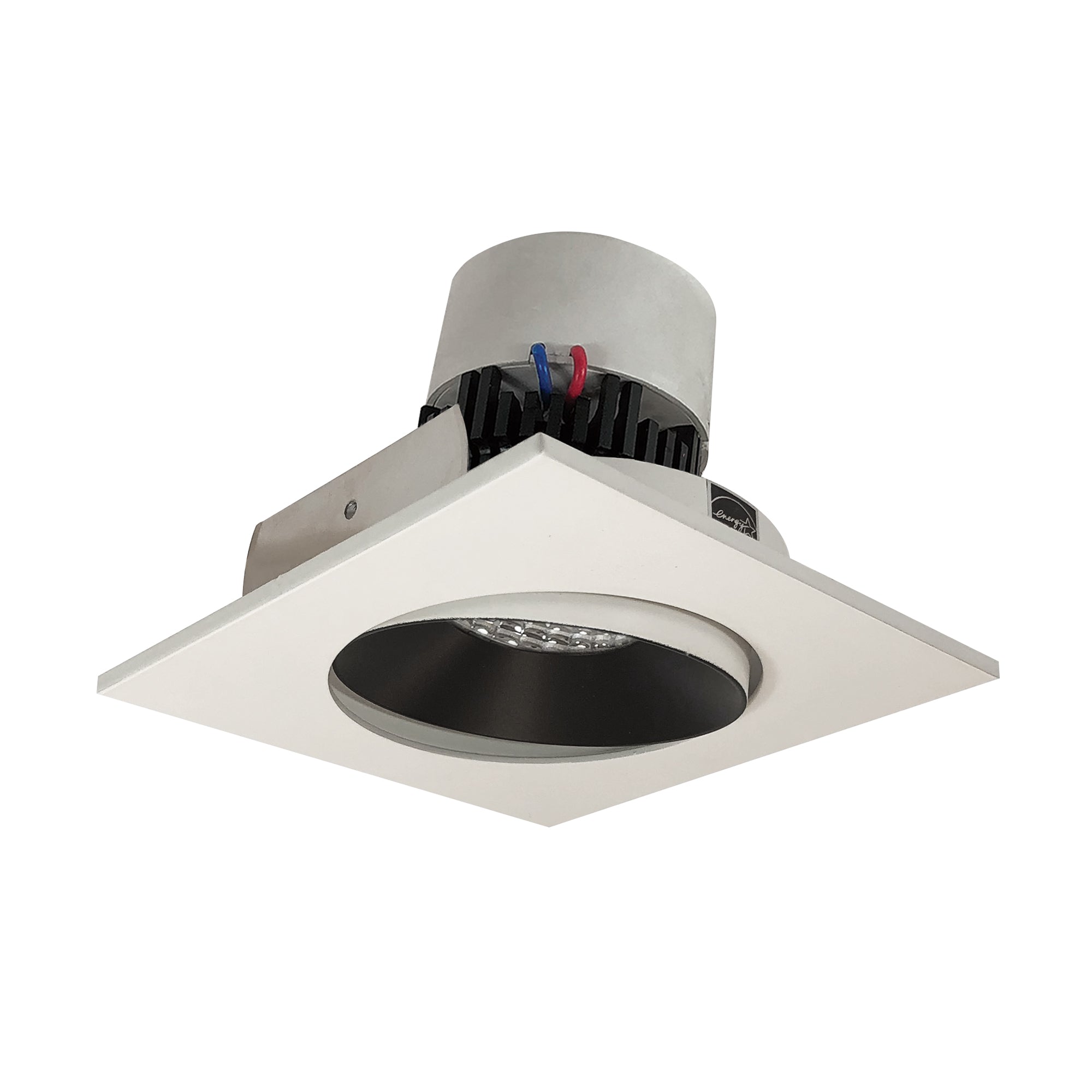 Nora Lighting NPR - 4SC30XBW 4" Pearl LED Square Adjustable Cone Retrofit, 1000lm / 12W, 3000K, Black Reflector / White Flange - Sonic Electric