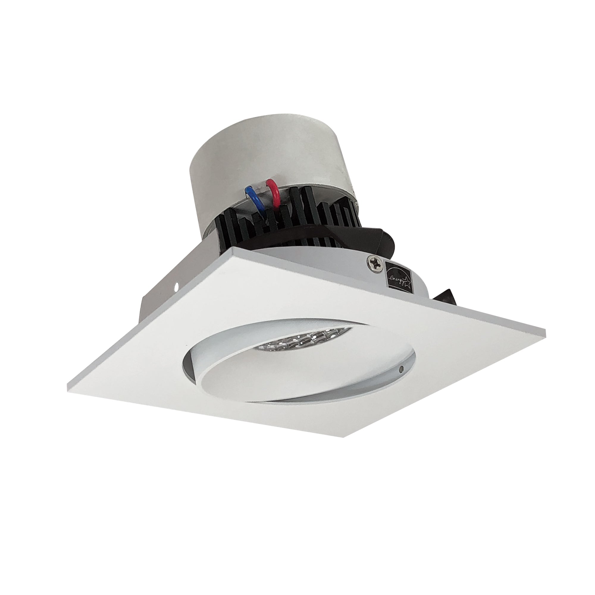 Nora Lighting NPR - 4SC30XMPW 4" Pearl LED Square Adjustable Cone Retrofit, 1000lm / 12W, 3000K, Matte Powder White Reflector / Matte Powder White Flange - Sonic Electric