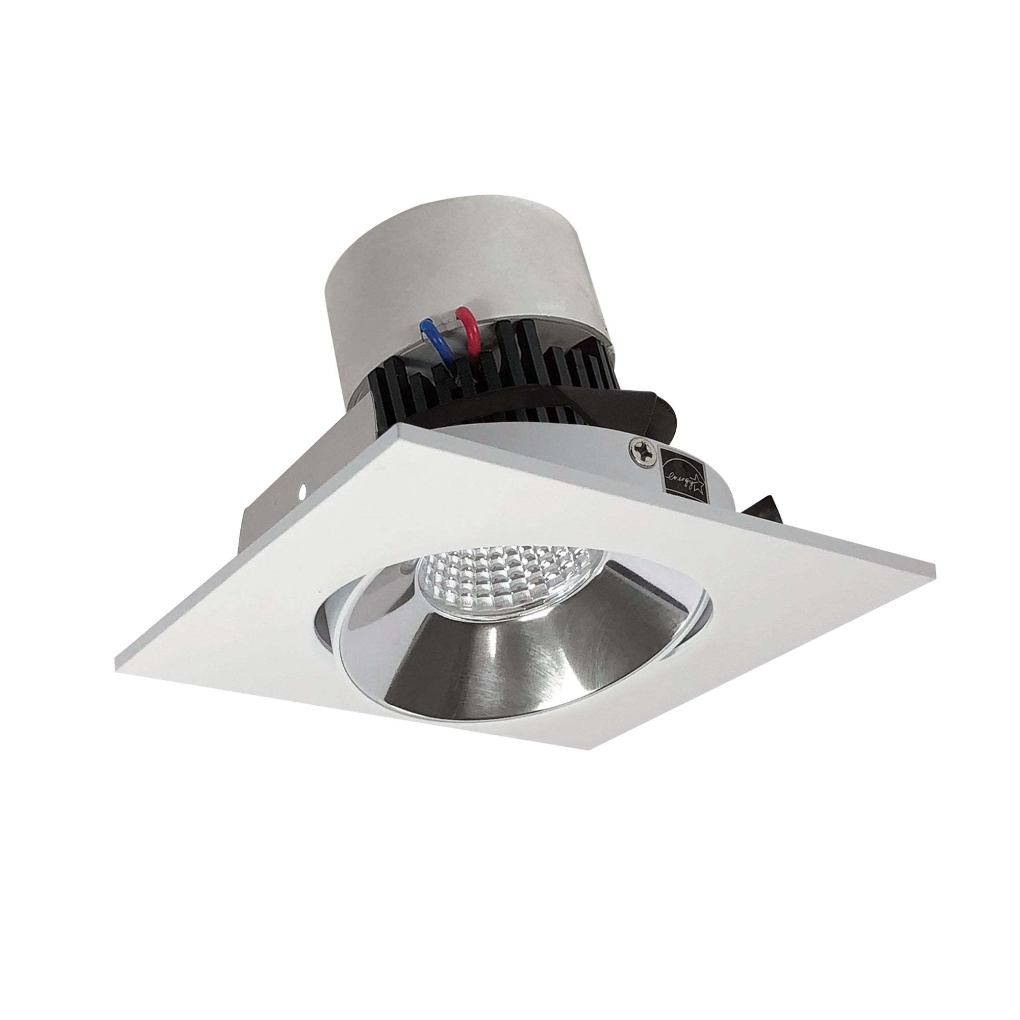 Nora Lighting NPR - 4SCCDXCMPW 4" Pearl LED Square Adjustable Cone Retrofit, 800lm / 12W, Comfort Dim, Specular Clear Reflector / Matte Powder White Flange - Sonic Electric