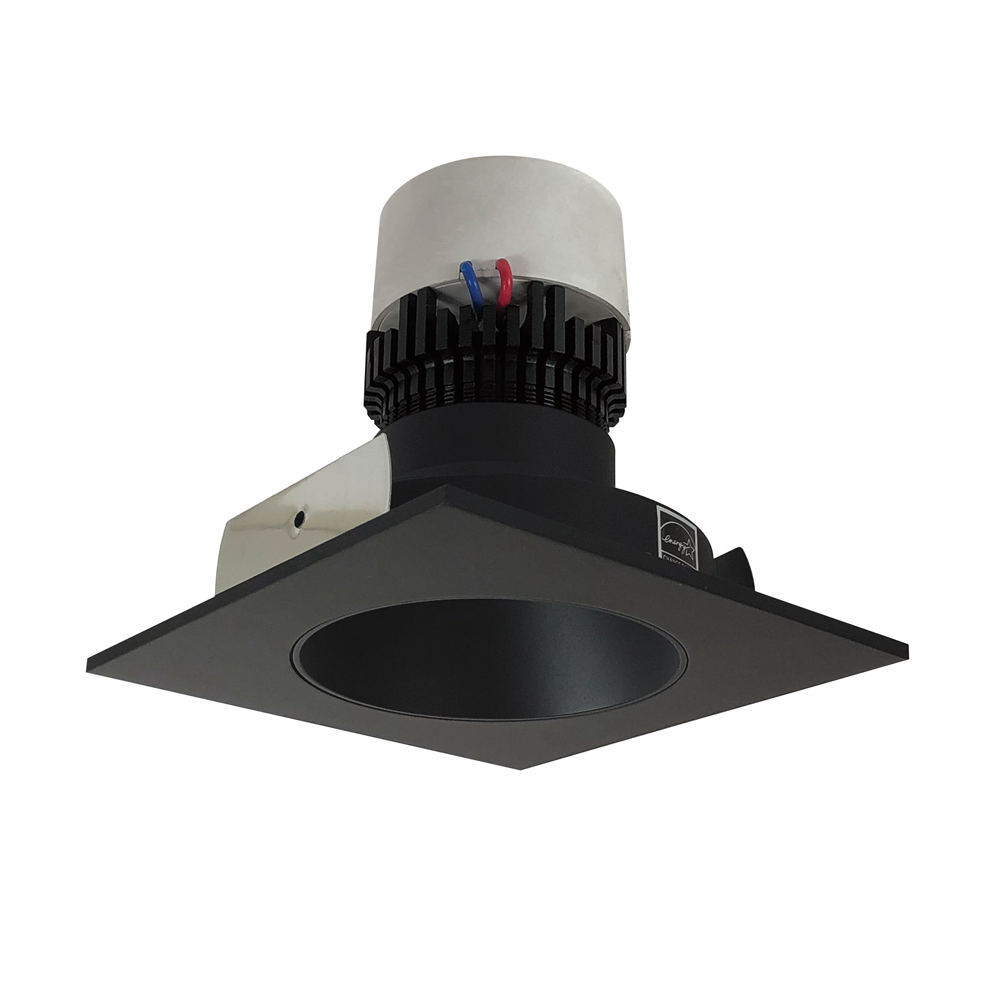Nora Lighting NPR - 4SNDC27XBB 4" Pearl LED Square Retrofit Reflector with Round Aperture, 1000lm / 12W, 2700K, Black Reflector / Black Flange - Sonic Electric