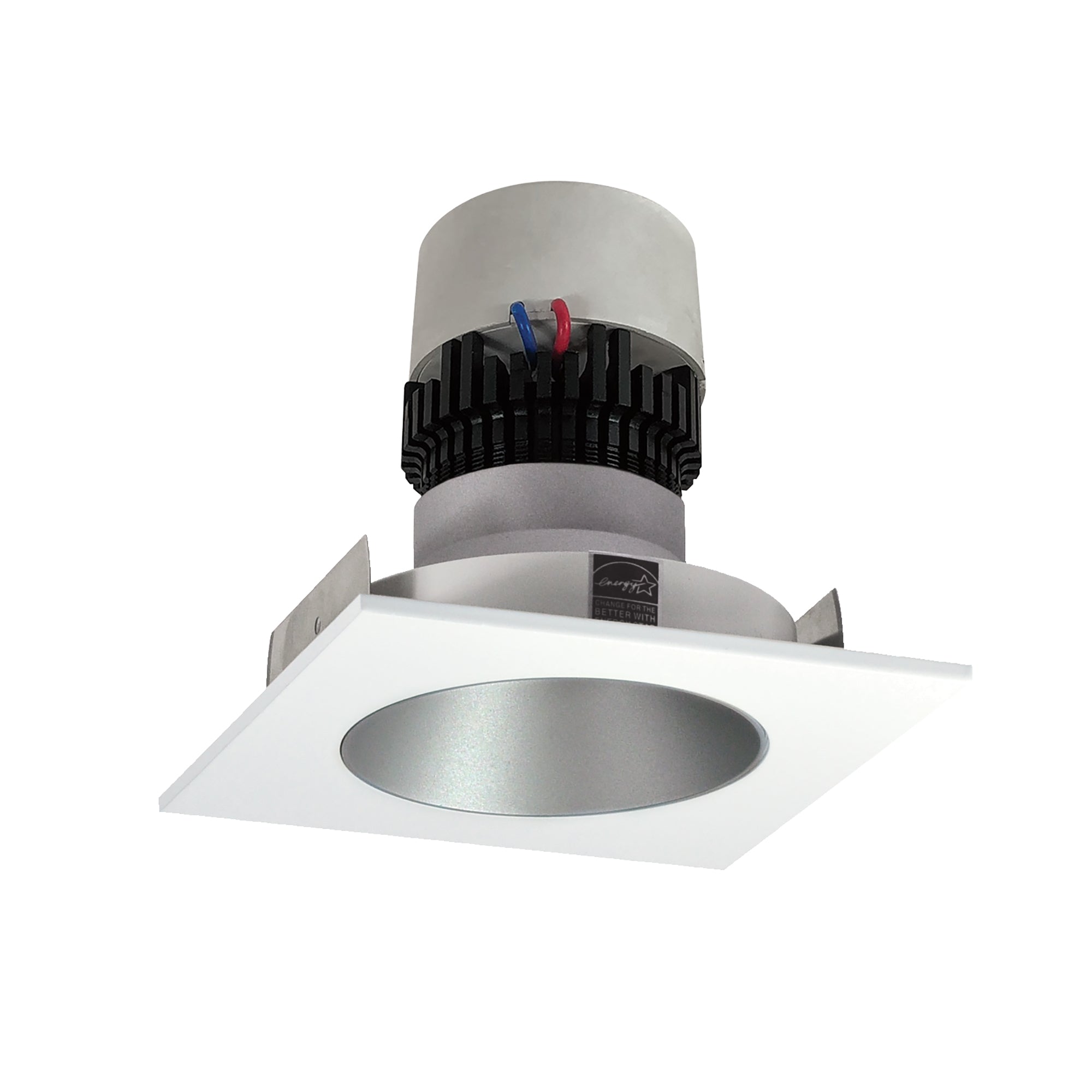 Nora Lighting NPR - 4SNDC30XHZMPW 4" Pearl LED Square Retrofit Reflector with Round Aperture, 1000lm / 12W, 3000K, Haze Reflector / Matte Powder White Flange - Sonic Electric