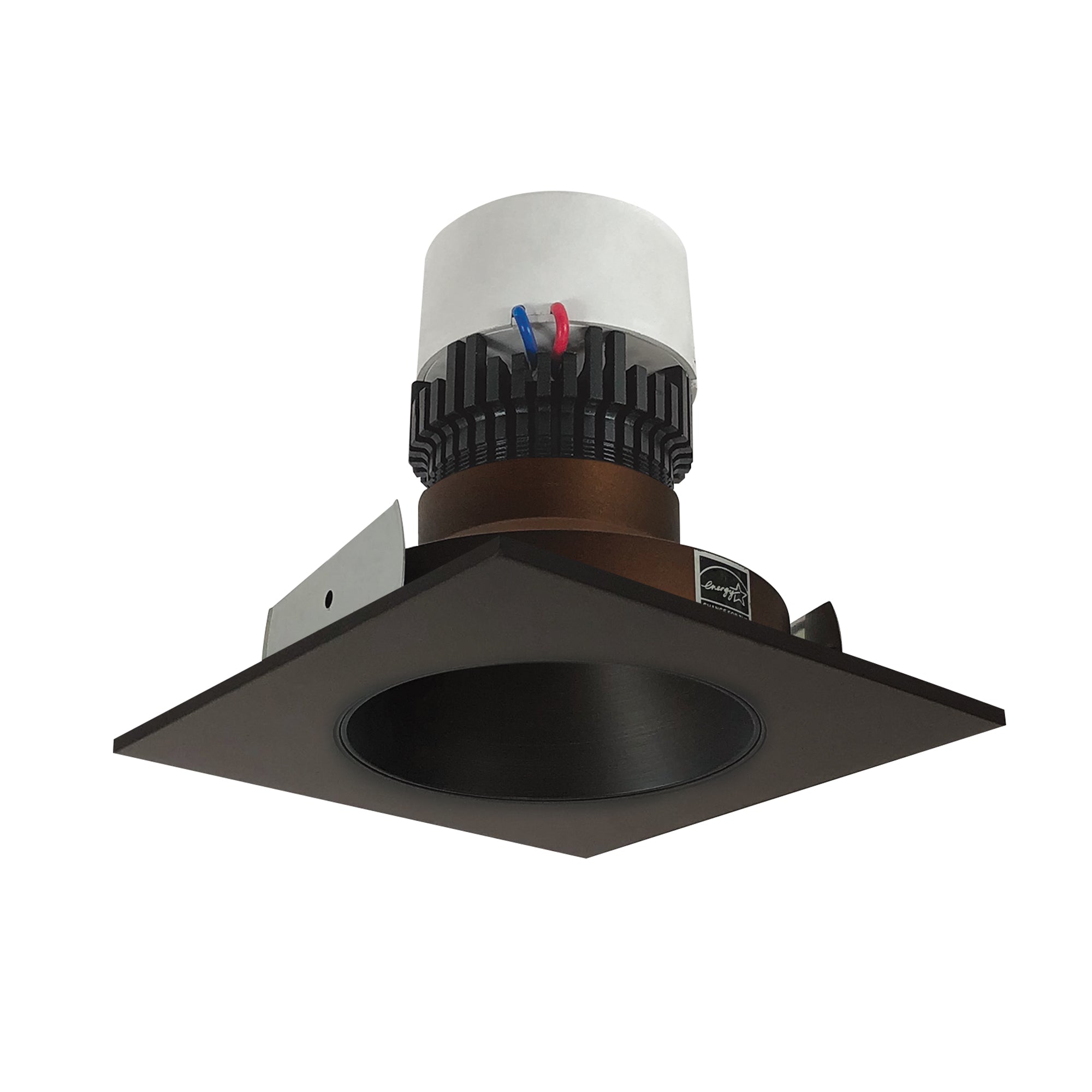 Nora Lighting NPR - 4SNDCCDXBZ 4" Pearl LED Square Retrofit Reflector with Round Aperture, 800lm / 12W, Comfort Dim, Bronze Reflector / Bronze Flange - Sonic Electric