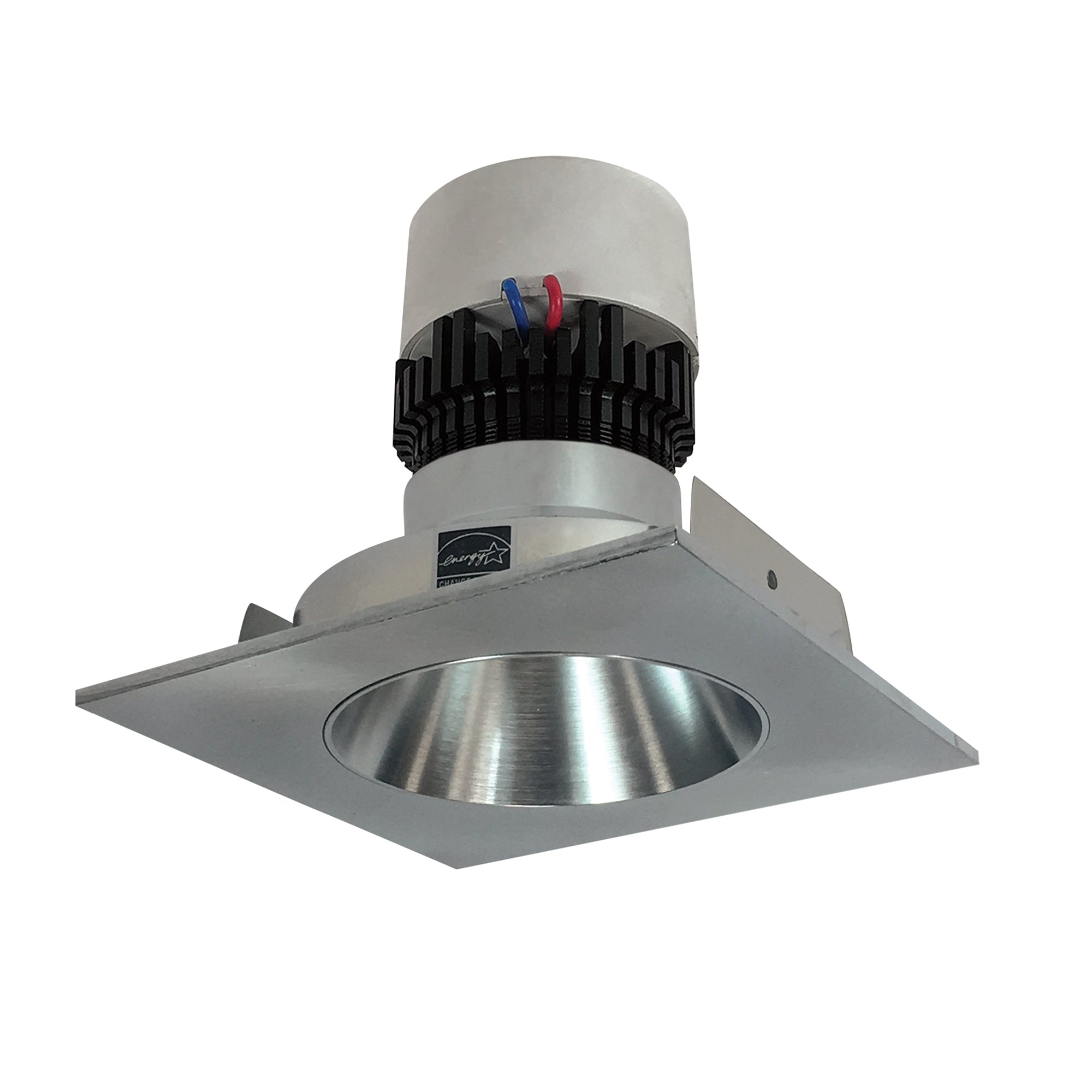 Nora Lighting NPR - 4SNDCCDXNN 4" Pearl LED Square Retrofit Reflector with Round Aperture, 800lm / 12W, Comfort Dim, Natural Metal Reflector / Natural Metal Flange - Sonic Electric