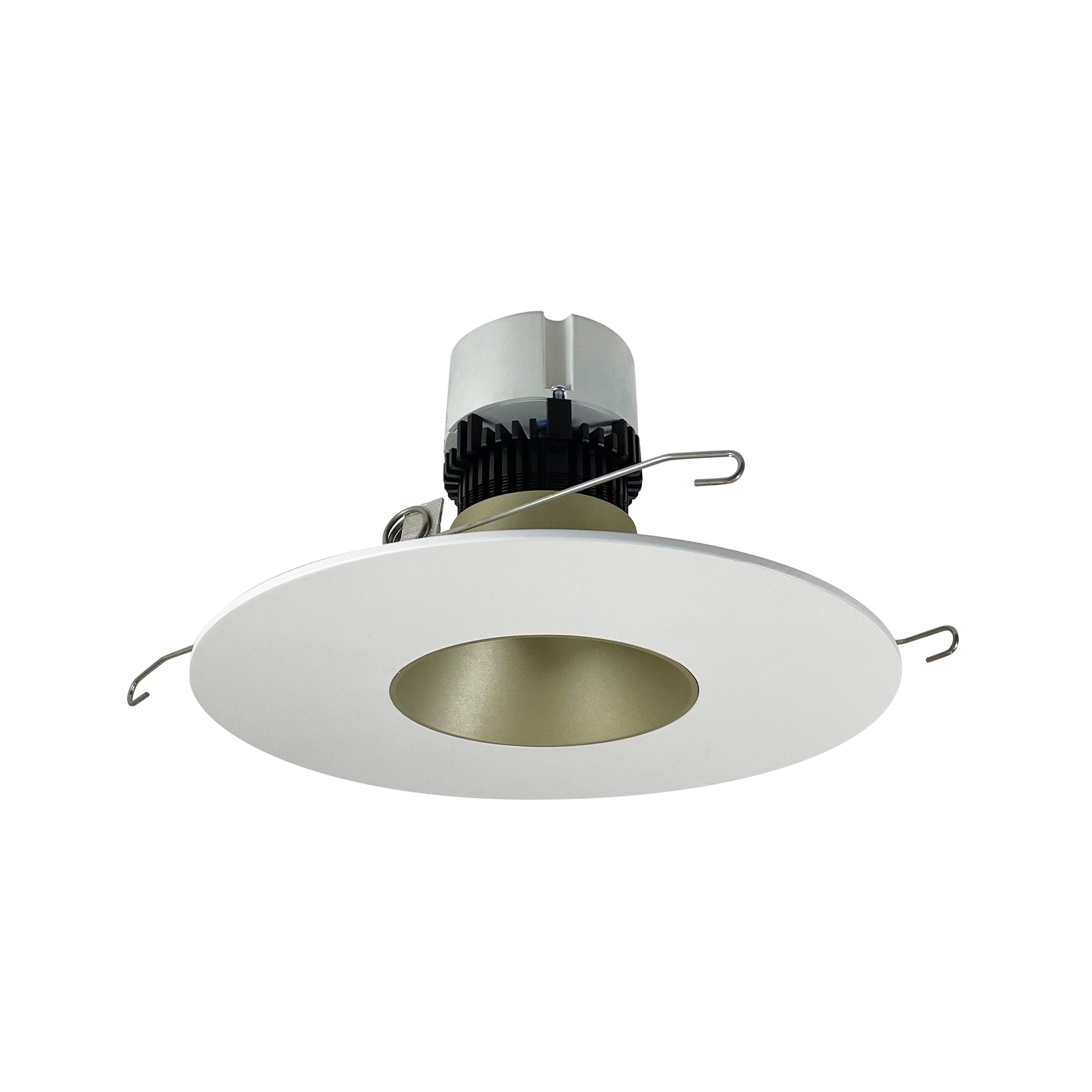 Nora Lighting NPR - 56RNDC35XCHMPW 5"/6" Pearl LED Round Retrofit Reflector, 1200lm / 12W, 3500K, Champagne Haze Reflector / Matte Powder White Flange - Sonic Electric