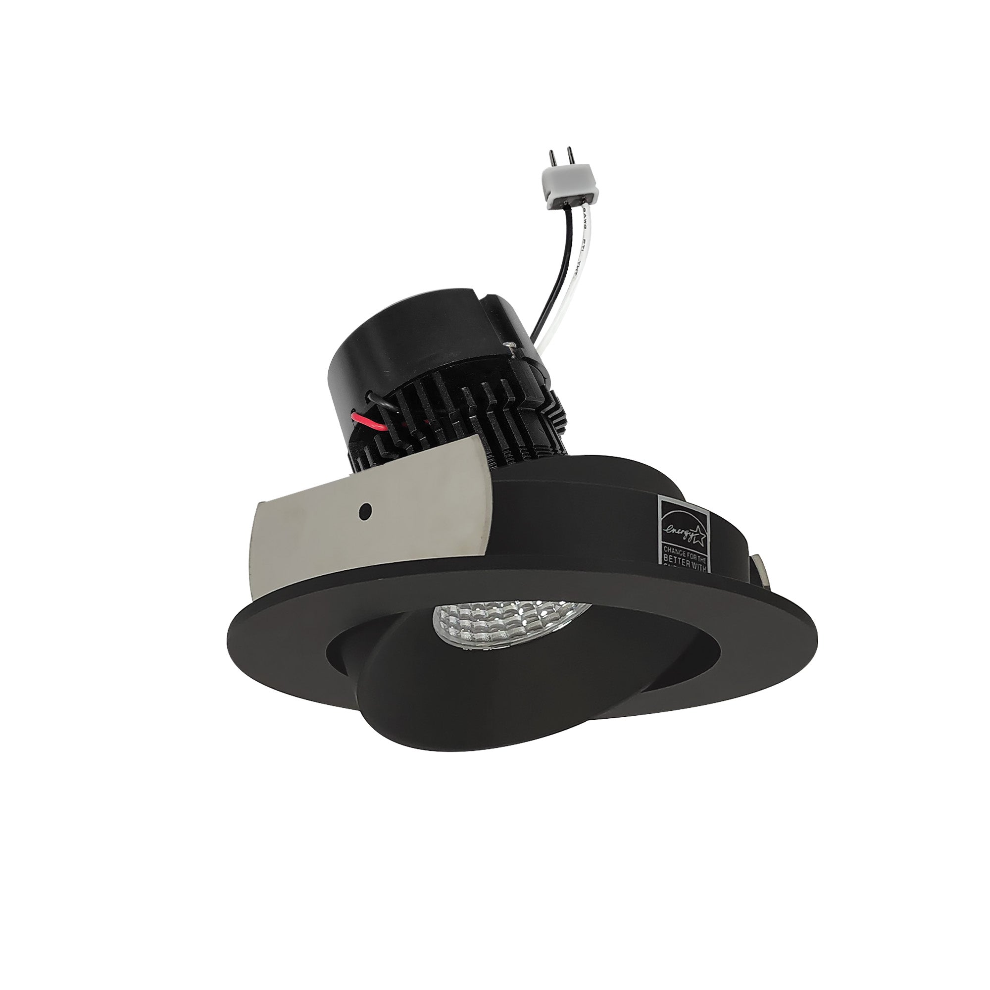 Nora Lighting NPRLV - 4RC30XBB 4" Pearl Low Voltage LED Round Adjustable Cone Retrofit, 1200lm / 11W, 3000K, Black Reflector / Black Flange - Sonic Electric