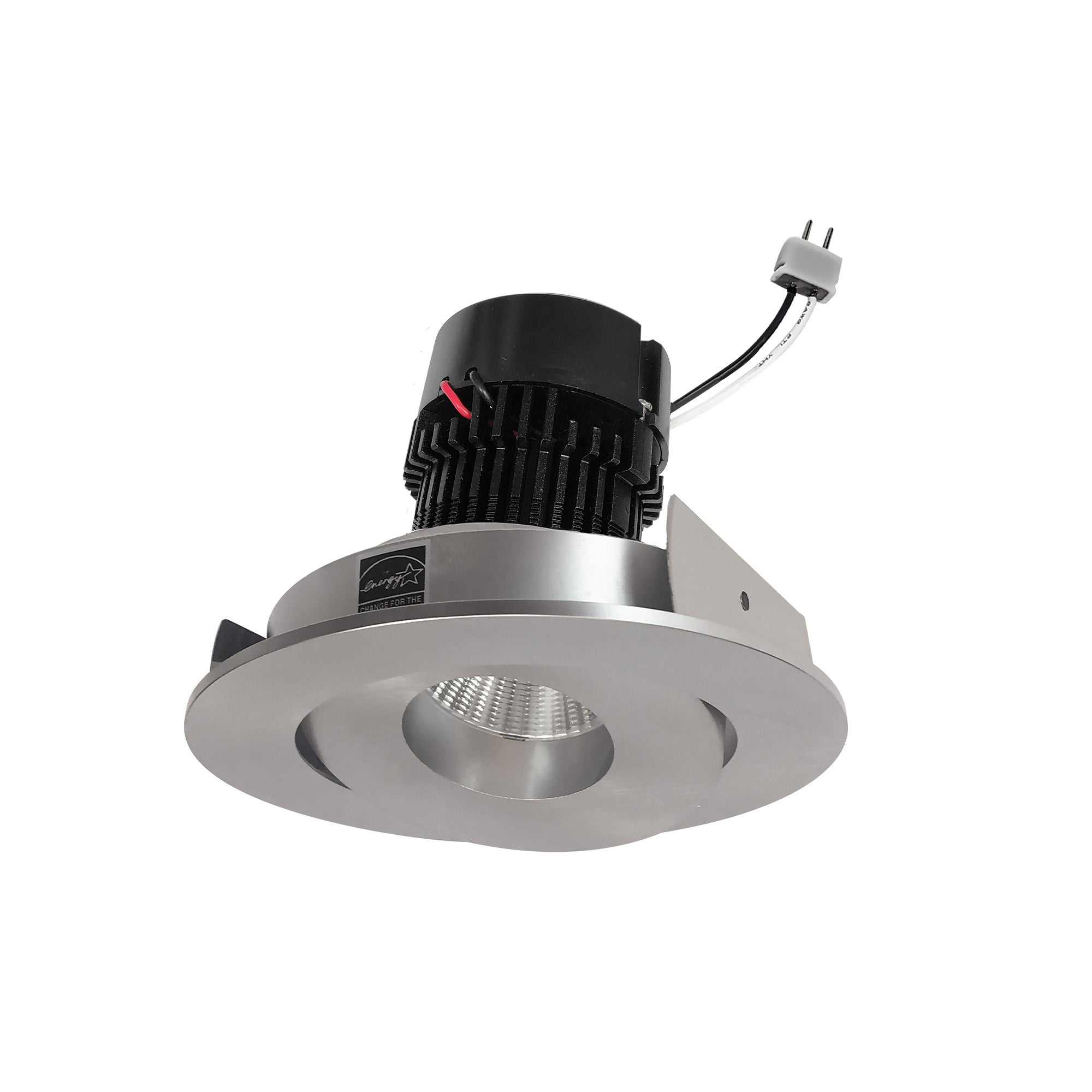 Nora Lighting NPRLV - 4RG35XNN 4" Pearl Low Voltage LED Round Adjustable Gimbal Retrofit, 1050lm / 11W, 3500K, Natural Metal Finish - Sonic Electric