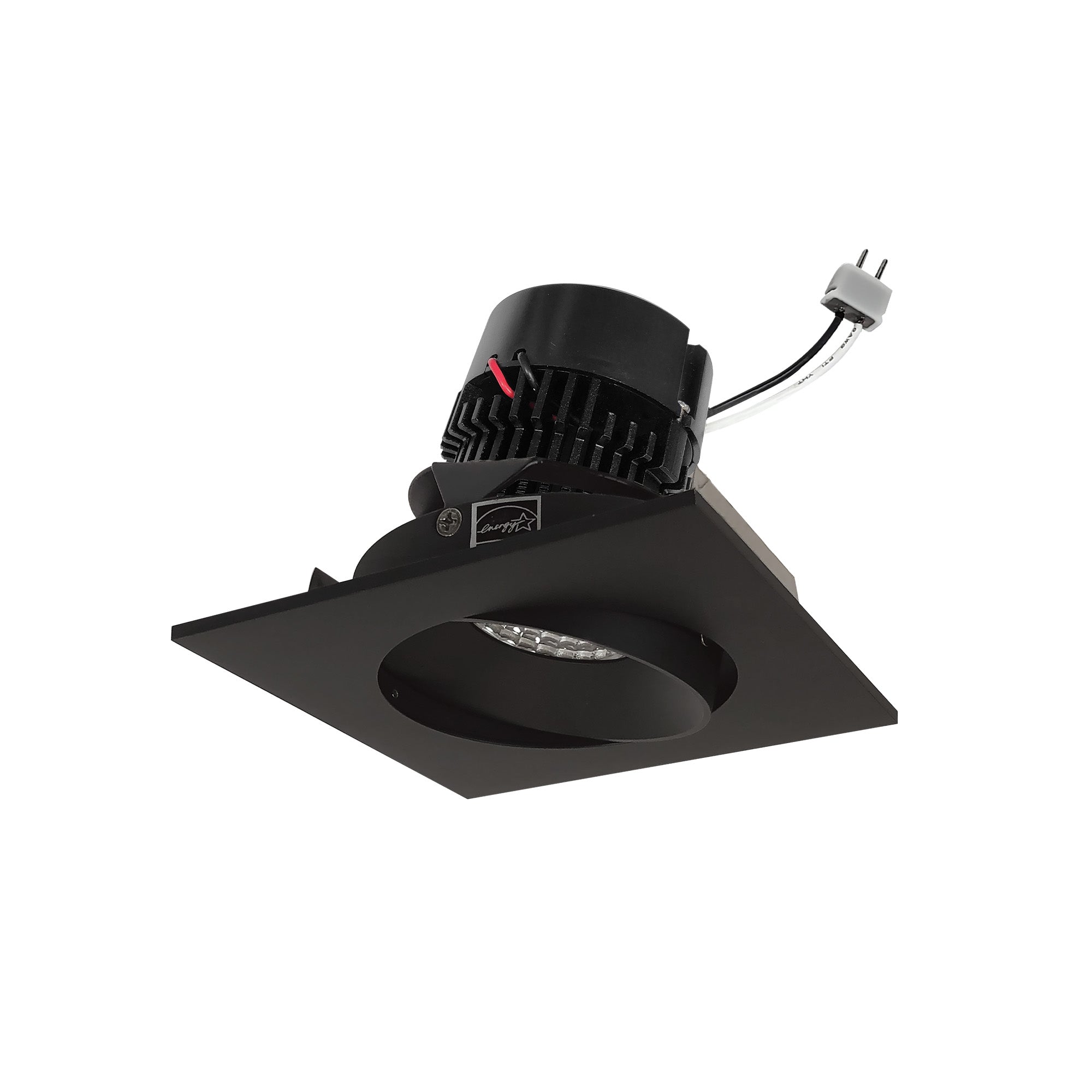 Nora Lighting NPRLV - 4SC30XBB 4" Pearl Low Voltage LED Square Adjustable Cone Retrofit, 1200lm / 11W, 3000K, Black Reflector / Black Flange - Sonic Electric