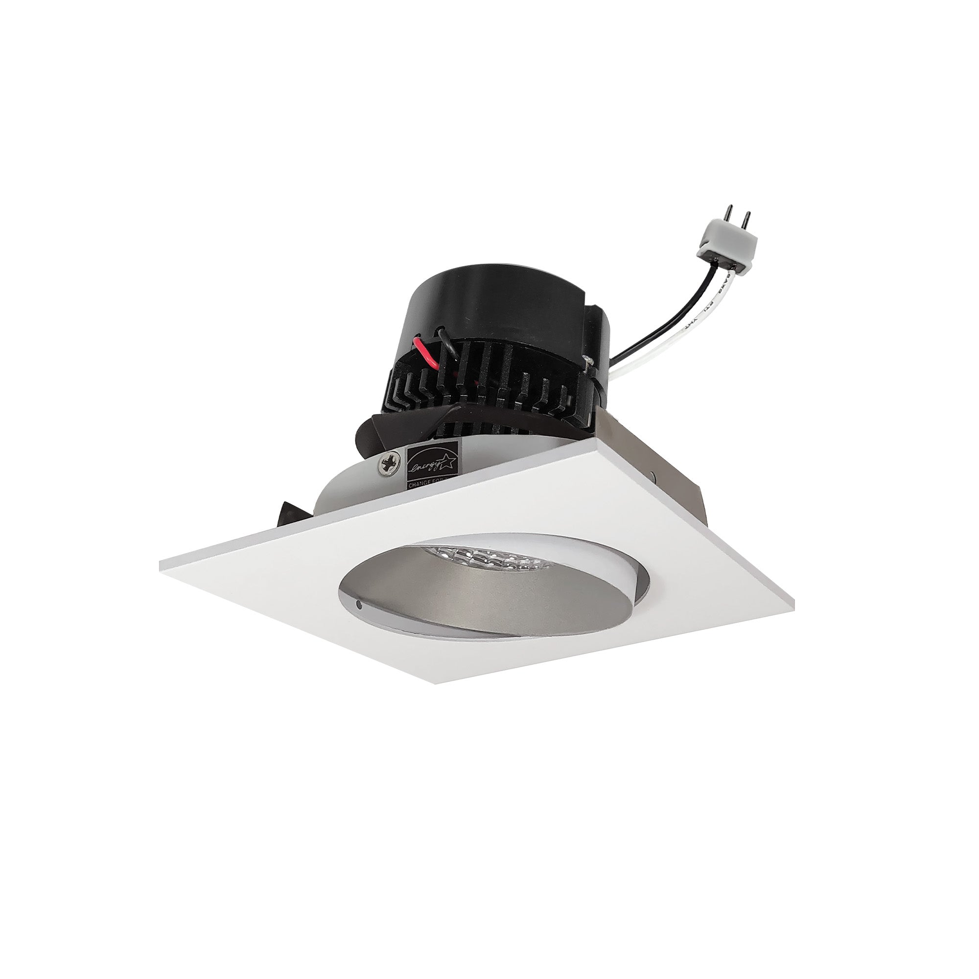 Nora Lighting NPRLV - 4SC30XHZMPW 4" Pearl Low Voltage LED Square Adjustable Cone Retrofit, 1200lm / 11W, 3000K, Haze Reflector / Matte Powder White Flange - Sonic Electric