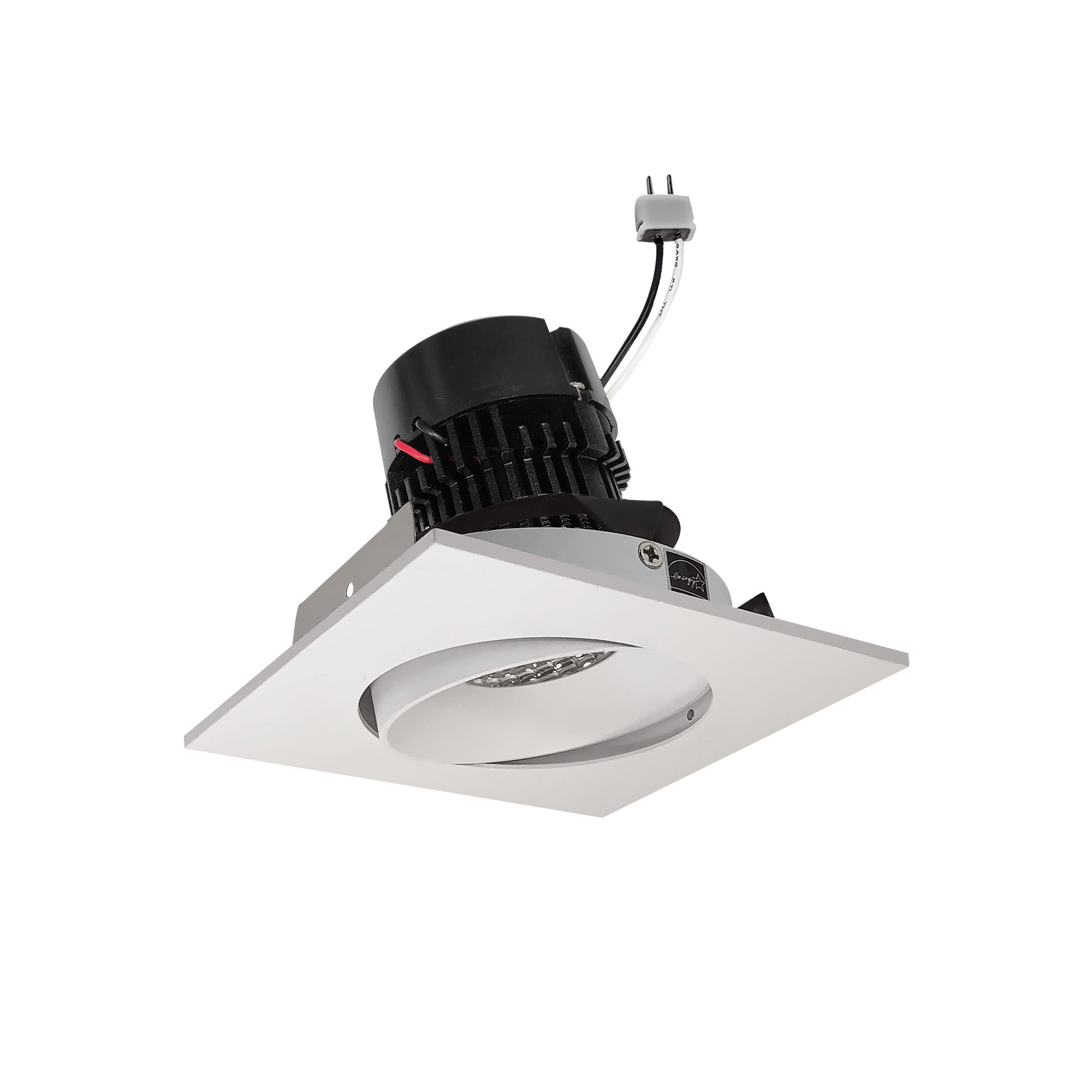 Nora Lighting NPRLV - 4SCCDXWW 4" Pearl Low Voltage LED Square Adjustable Cone Retrofit, 700lm / 11W, Comfort Dim, White Reflector / White Flange - Sonic Electric